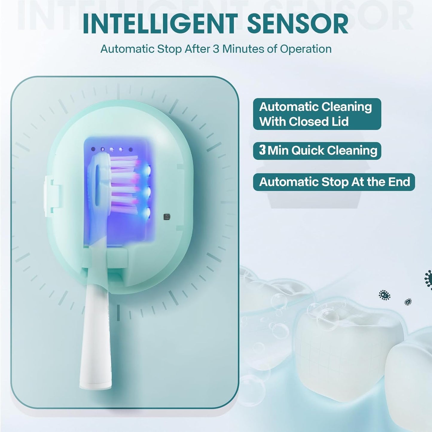 Toothbrush Sterilizer, Toothbrush Travel Containers With Holder, Portable USB Charging Blue Light Toothbrush Cleaner Case (Pale Blue)