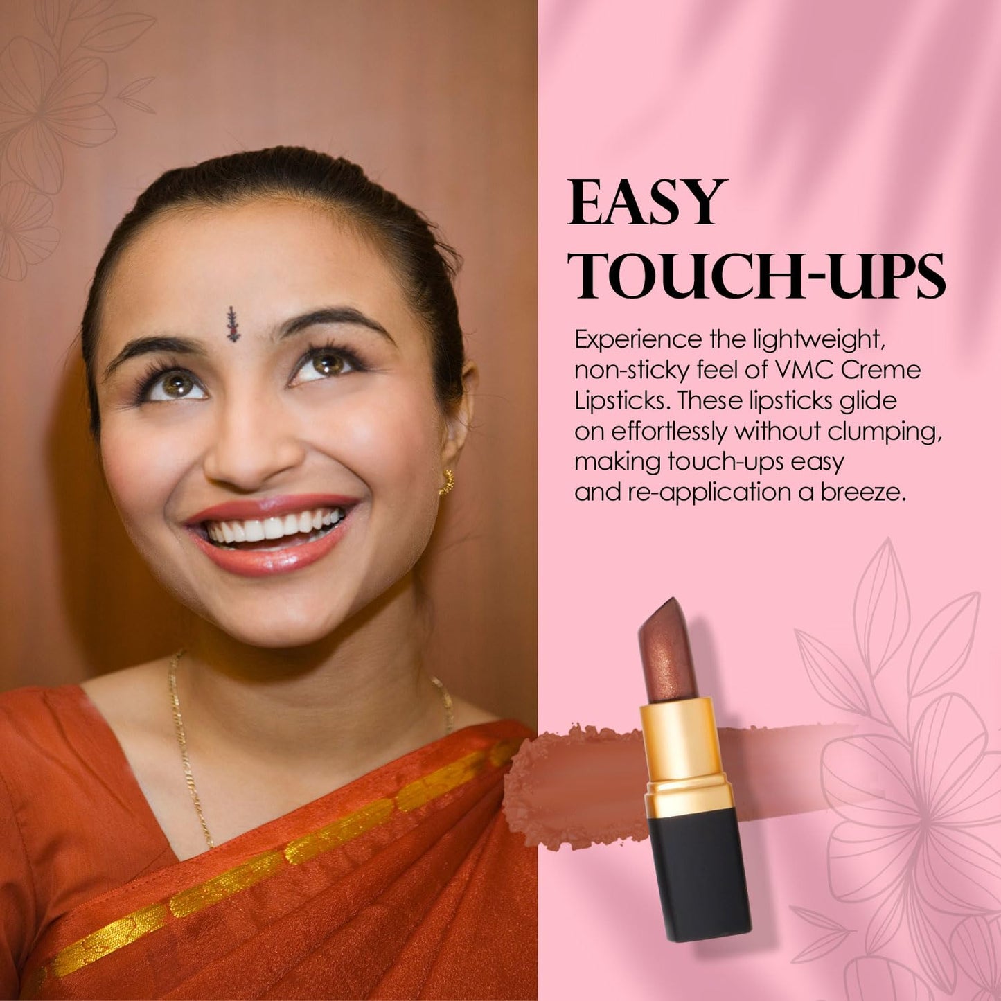 Vera Moore Creme Lipstick, Long Lasting, Lightweight, Moisturizing Opaque Color with Staying Power, Fragrance, and Paraben Free Cosmetics Soft Lipstick (Glamorous)