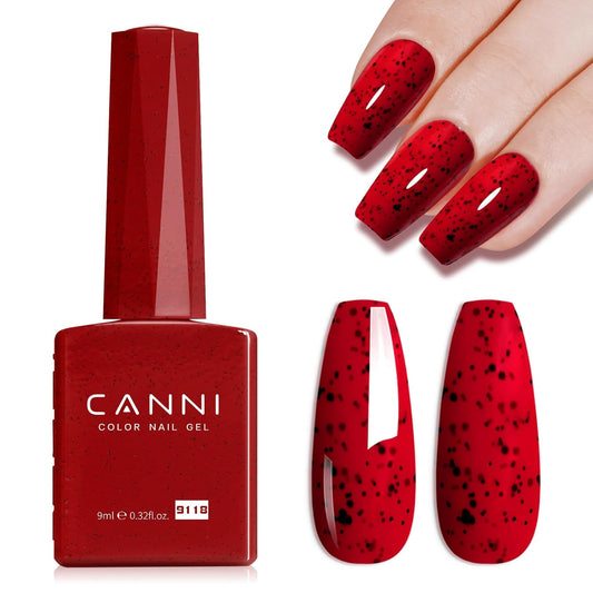 CANNI Wine Red Glitter Gel Polish – 9ML Sparkly Soak-Off UV/LED Gel Nail Polish for French