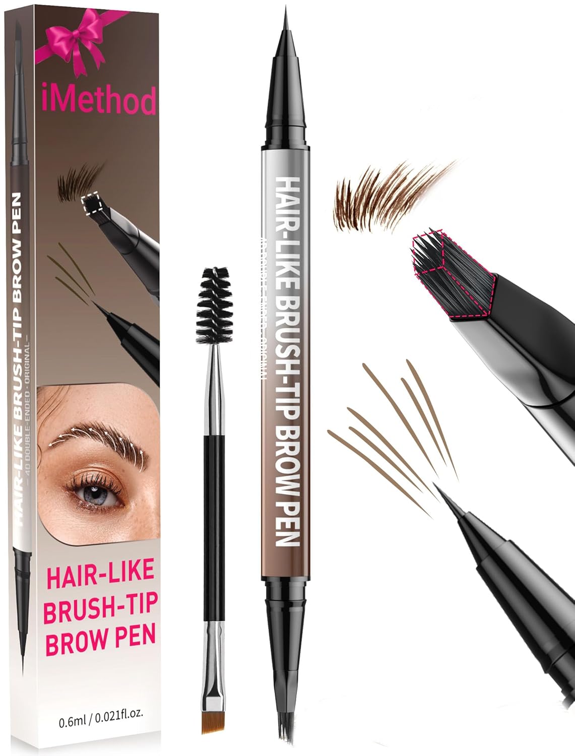 iMethod Eyebrow Pen - Eyebrow Pencil,2-in-1 Eyeliner Dual-Ended Microblading Eyebrow Pencil Long Lasting Waterproof Hair-Like Brow Pencil,with Eyebrow Brush,Eyebrow Pencils for Women,Blonde