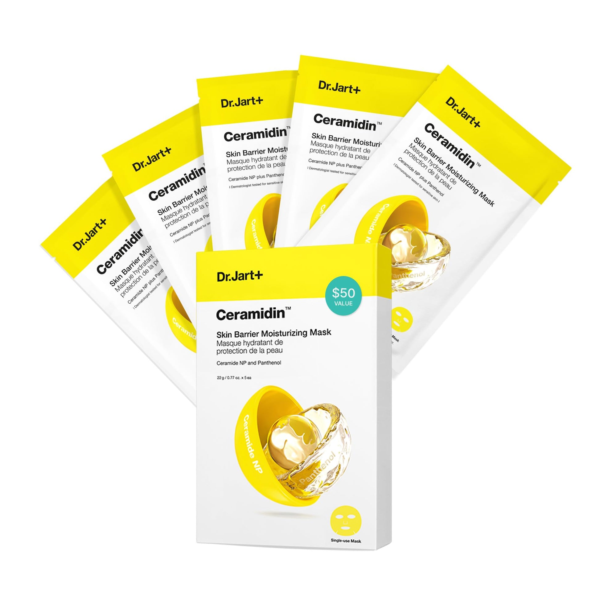 Dr.Jart+ Ceramidin Skin Barrier Moisturizing Korean Face Mask with Ceramides | Sheet Mask | Beauty