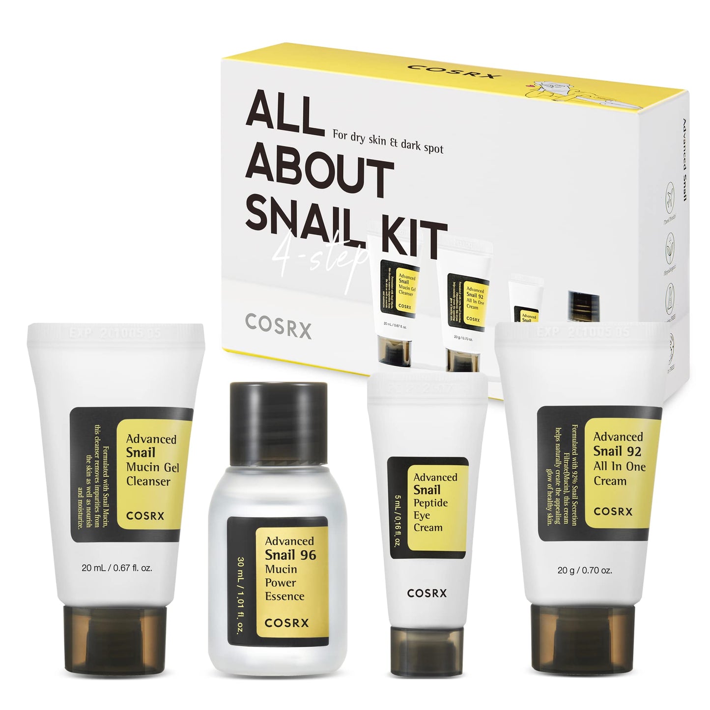 COSRX All About Snail Mucin Korean Skin Care Set, Mini Travel Essentials