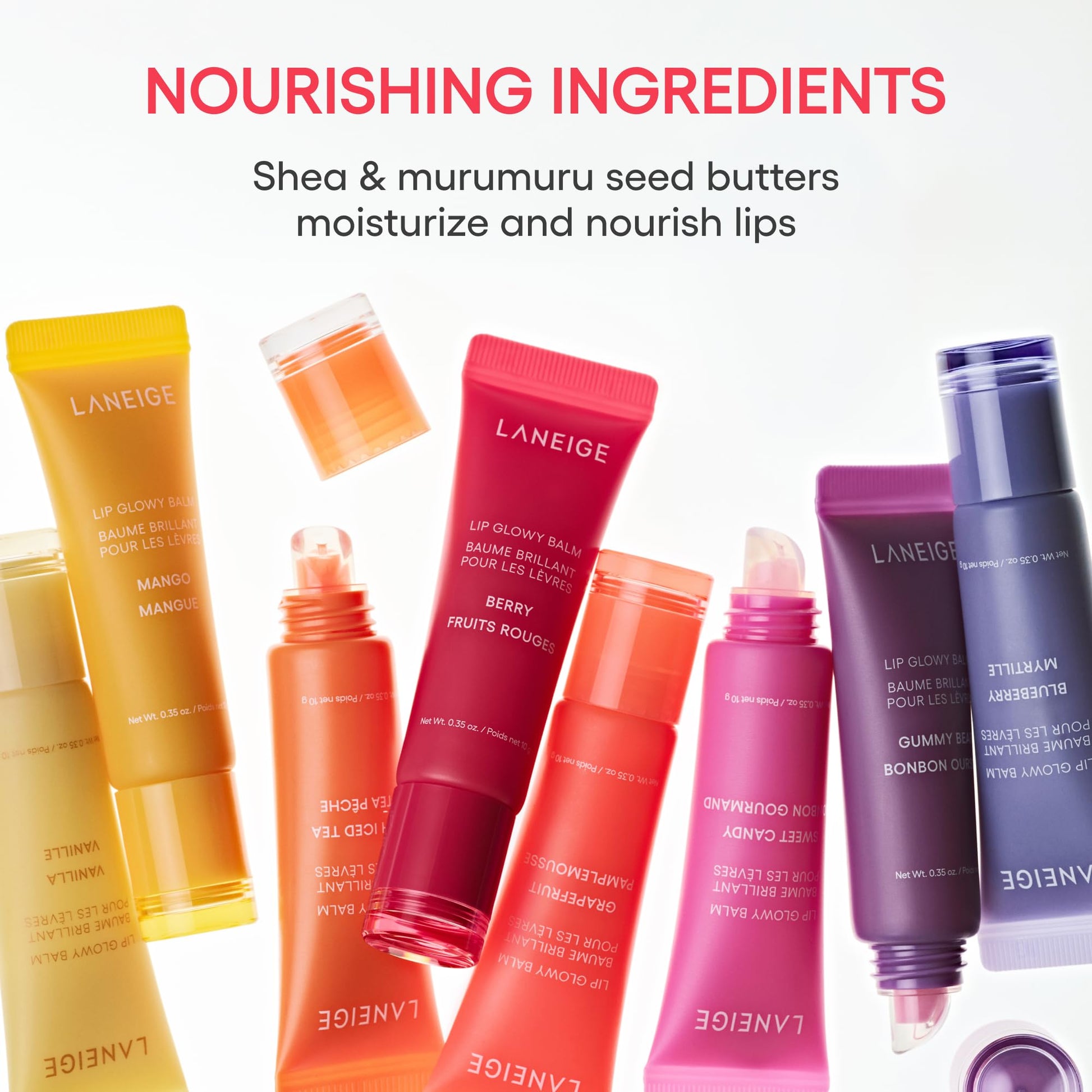 LANEIGE Lip Glowy Balm: Sheer Tinted Lip Treatment Balm Tube with Shea & Murumuru Butters for