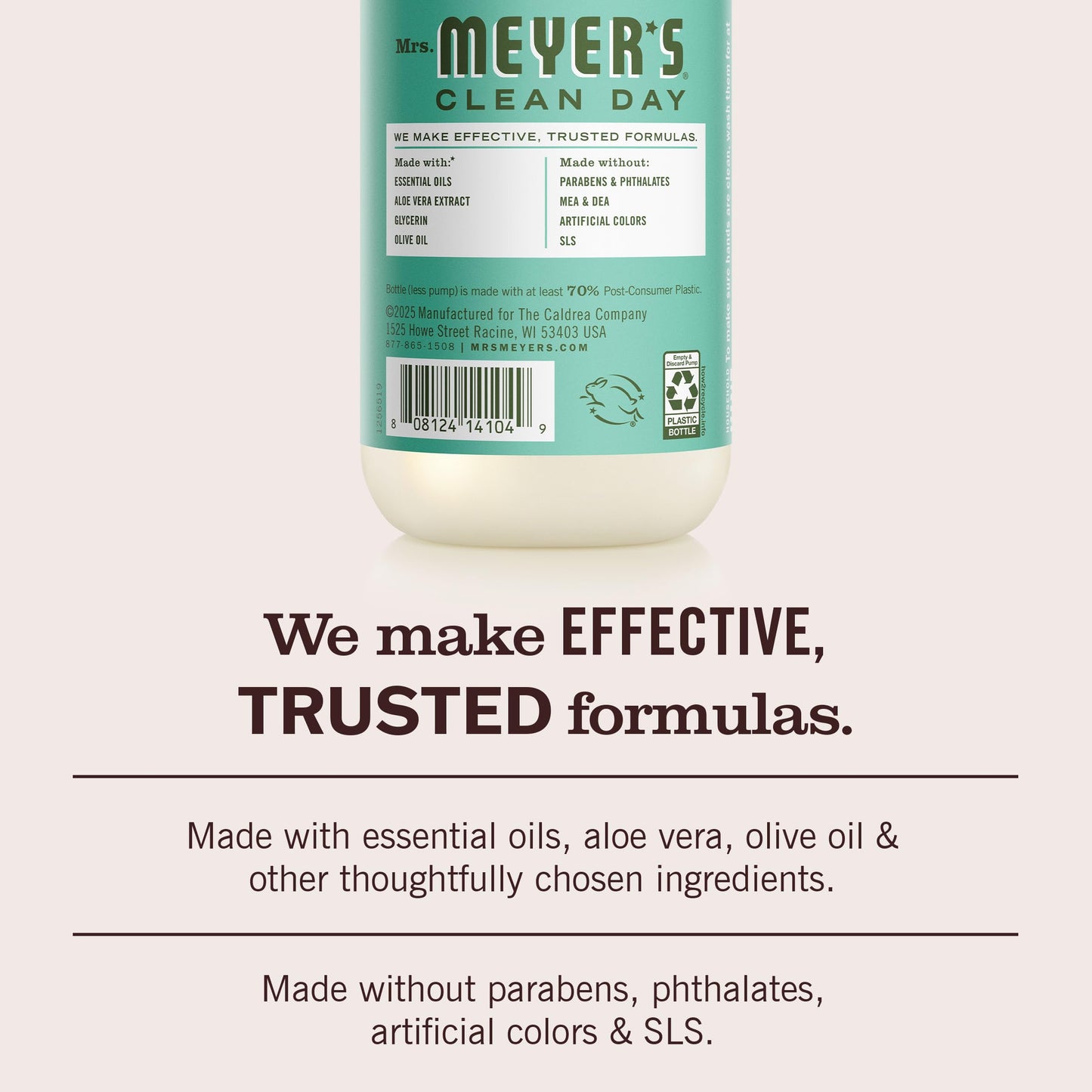 MRS. MEYER'S CLEAN DAY Hand Soap, Basil Scent, 12.5 Fl Oz Bottle - 3 Pack