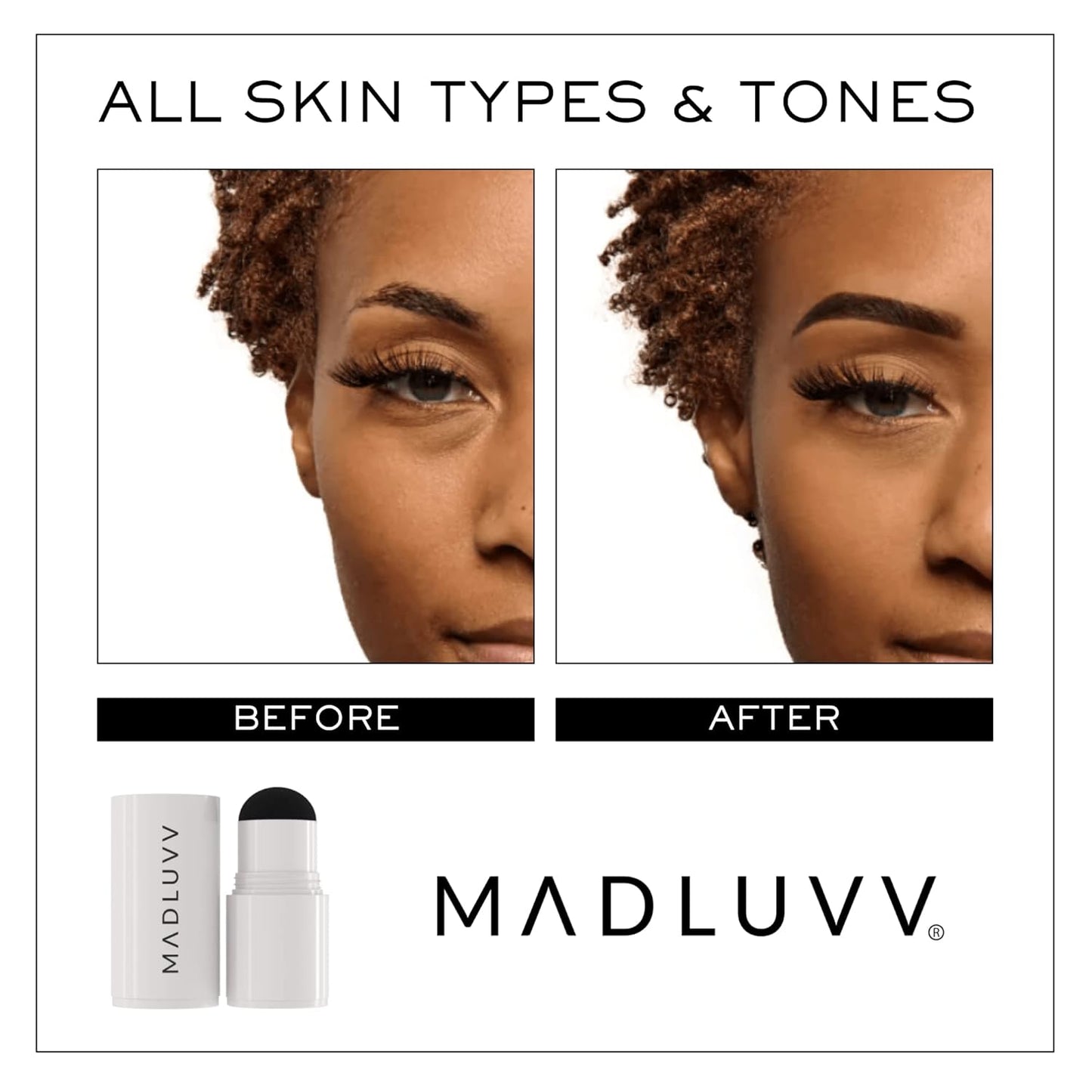 MADLUVV Brow Stamp Refill* - Color Stamp for Brows & Root Touch Up for Women & Men, Instantly Conceal Hair Loss, Grey Hair, Thinning Hair with Stain-Proof/Smudge-Proof Powder Formula (Dark Brown)