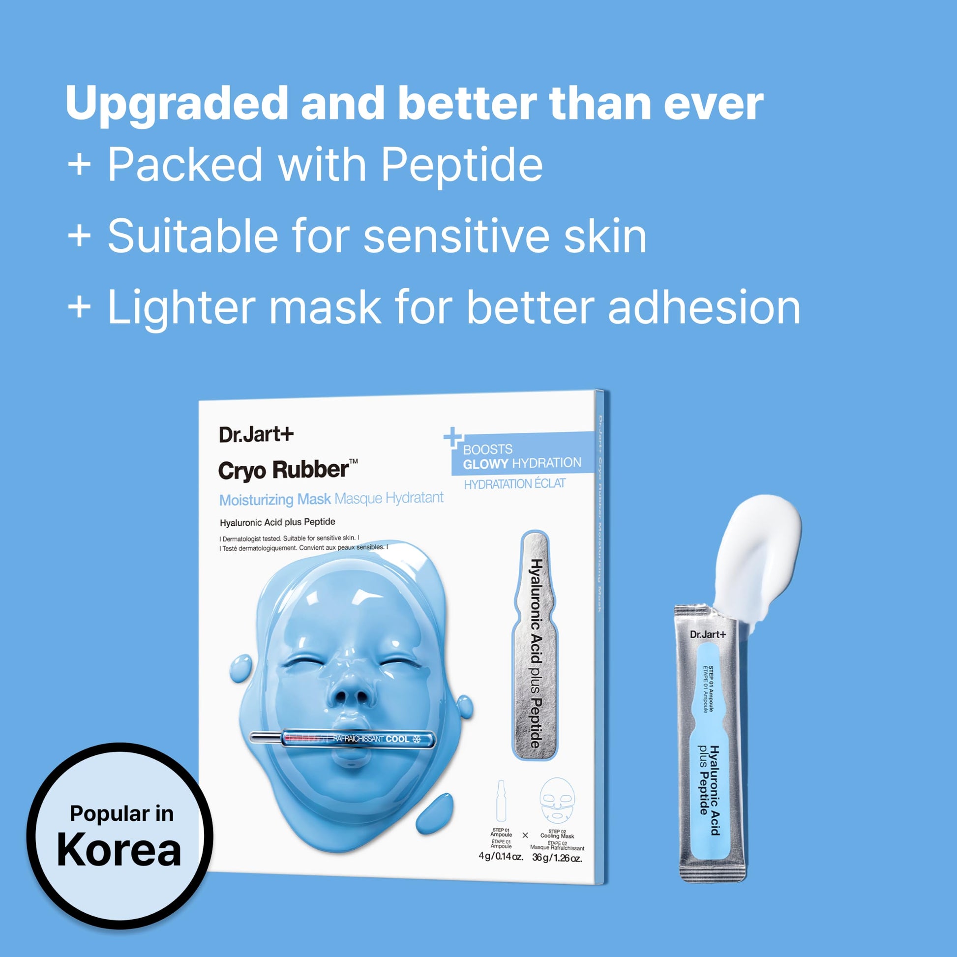 Dr.Jart+ Cryo Rubber Moisturizing and Cooling Korean Face Mask with Hyaluronic Acid and Peptides|