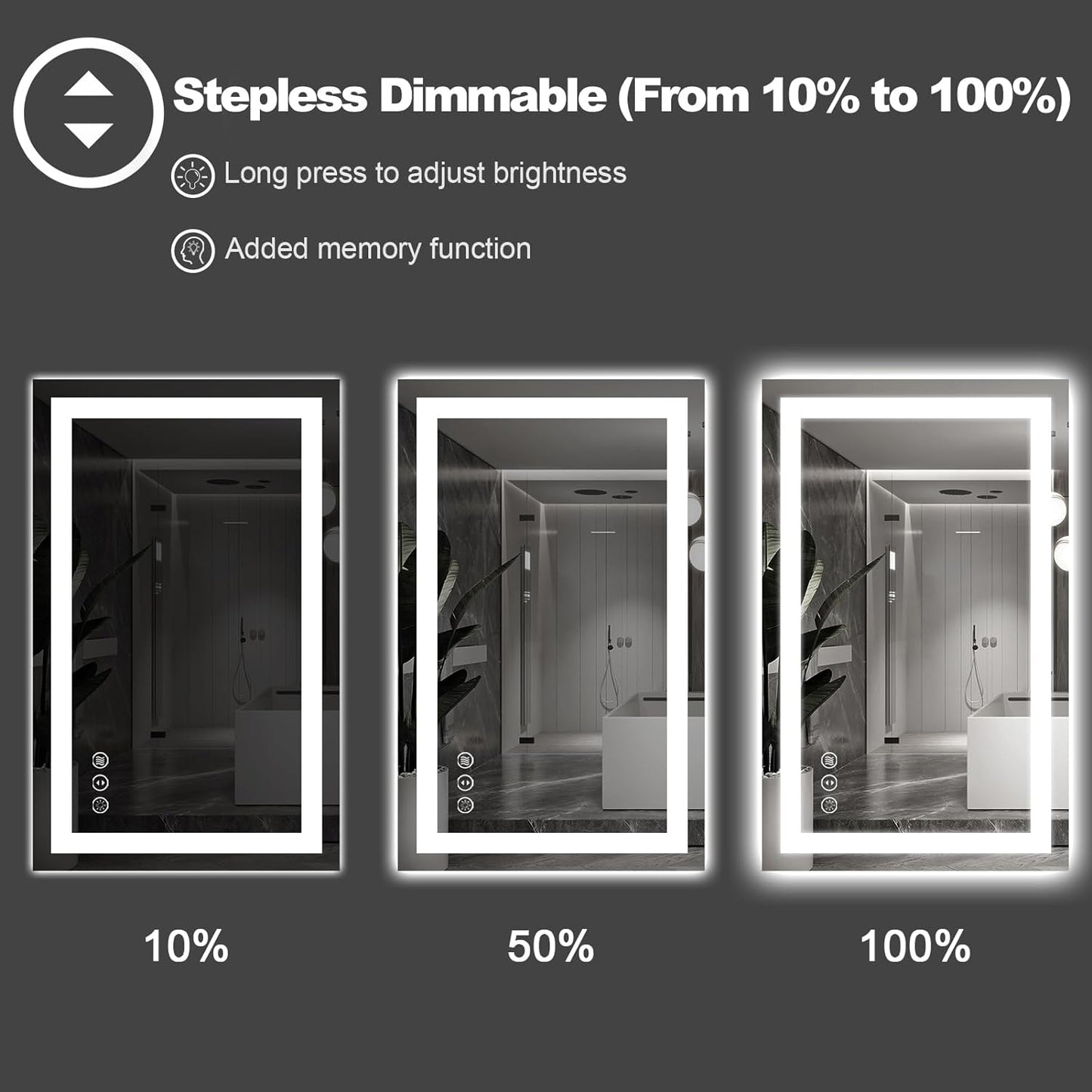 Amorho LED Bathroom Mirror 38'' X38'' with Front and Backlit, Stepless Dimmable Wall Mirrors with Anti-Fog, Shatter-Proof, Memory, 3 Colors, Double LED Vanity Mirror