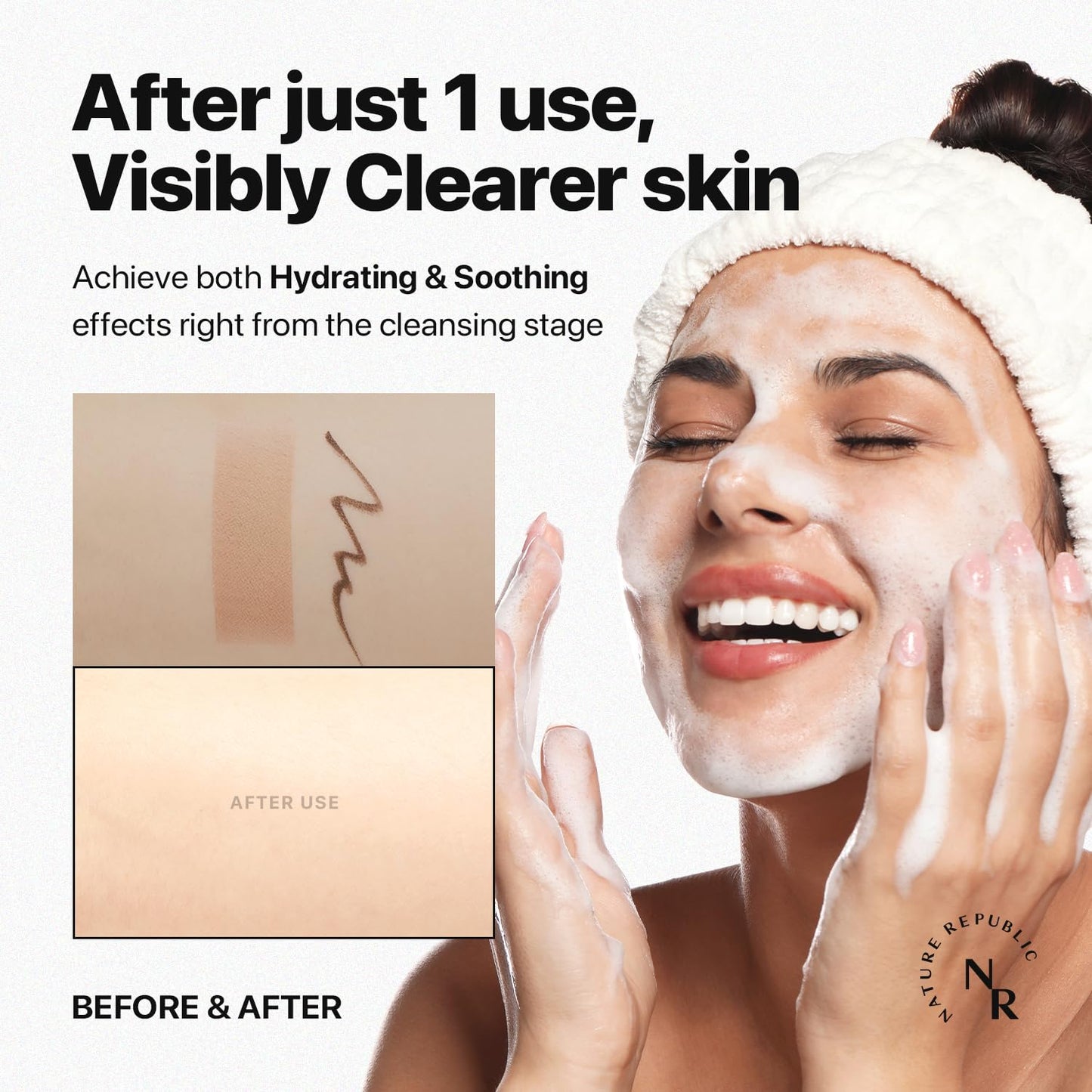 Nature Republic Mild & Moisture Aloe Vera Foam Cleanser | Hydrating Facial Cleanser, Gentle Makeup