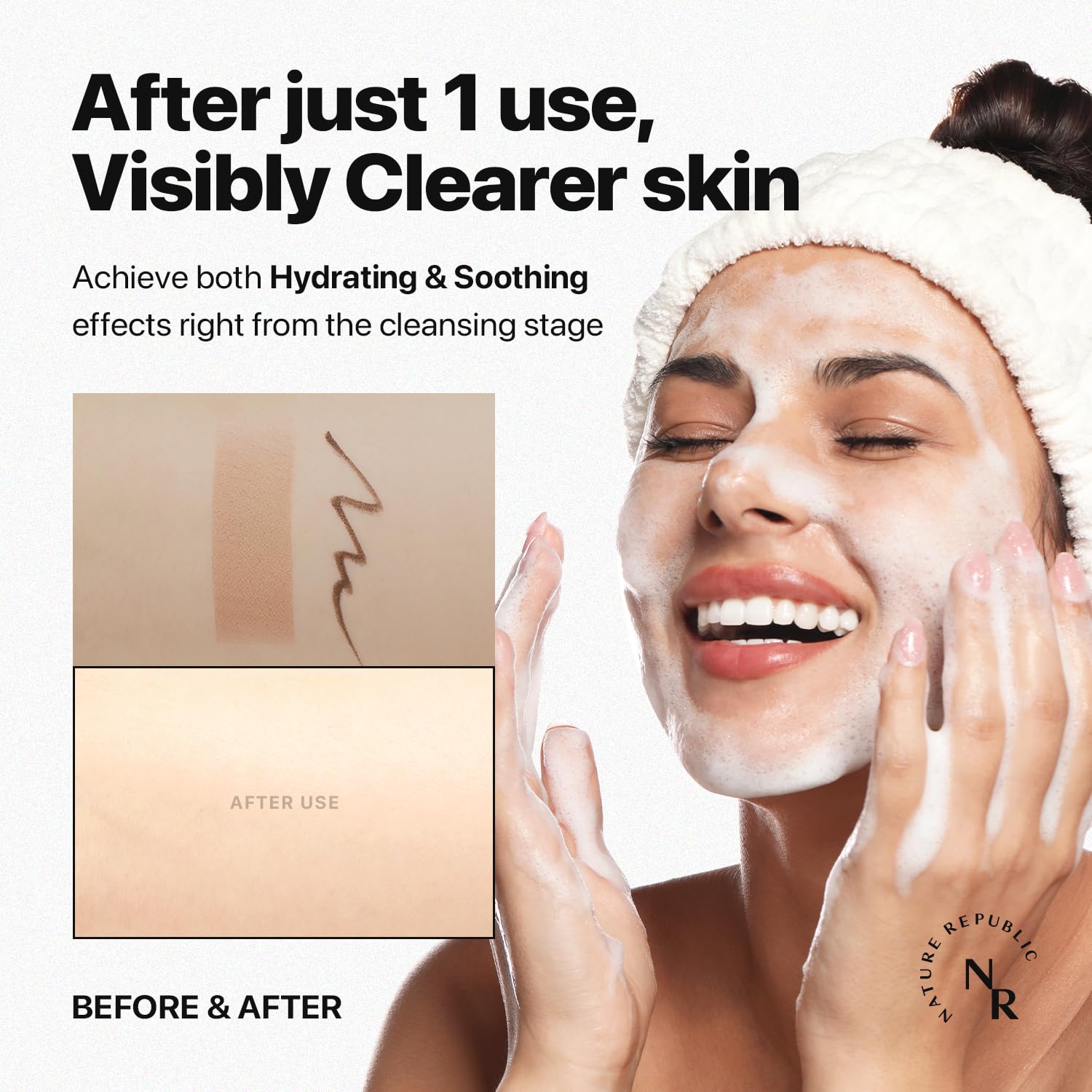 Nature Republic Mild & Moisture Aloe Vera Foam Cleanser | Hydrating Facial Cleanser, Gentle Makeup