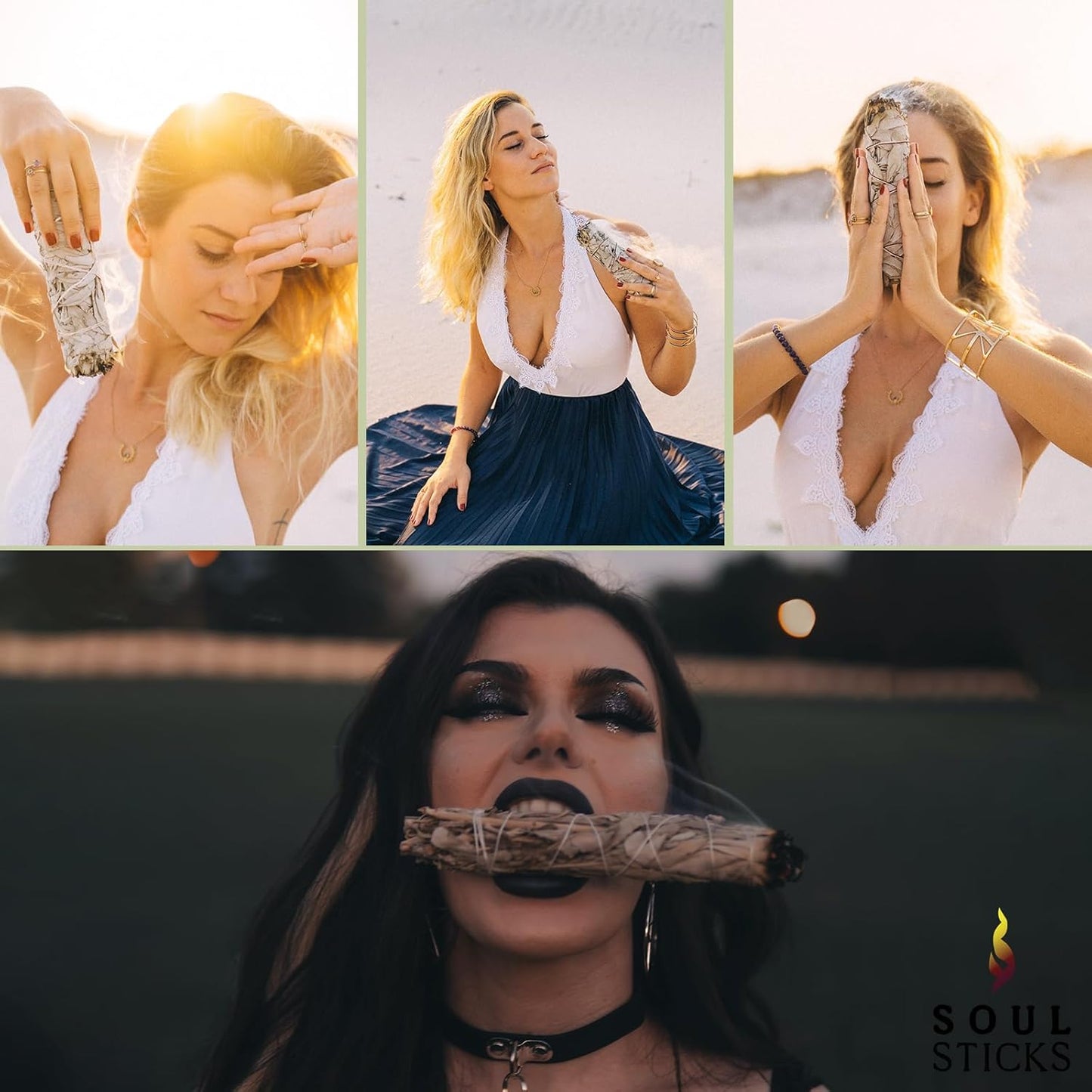 SOUL STICKS 4 Inch 3 Pack Organic White Sage Smudge Smudging Sticks | Bulk Quantities for Home Cleansing, Good Energy Meditation & Smudging Rituals | Sustainably Sourced California White Sage Bundle