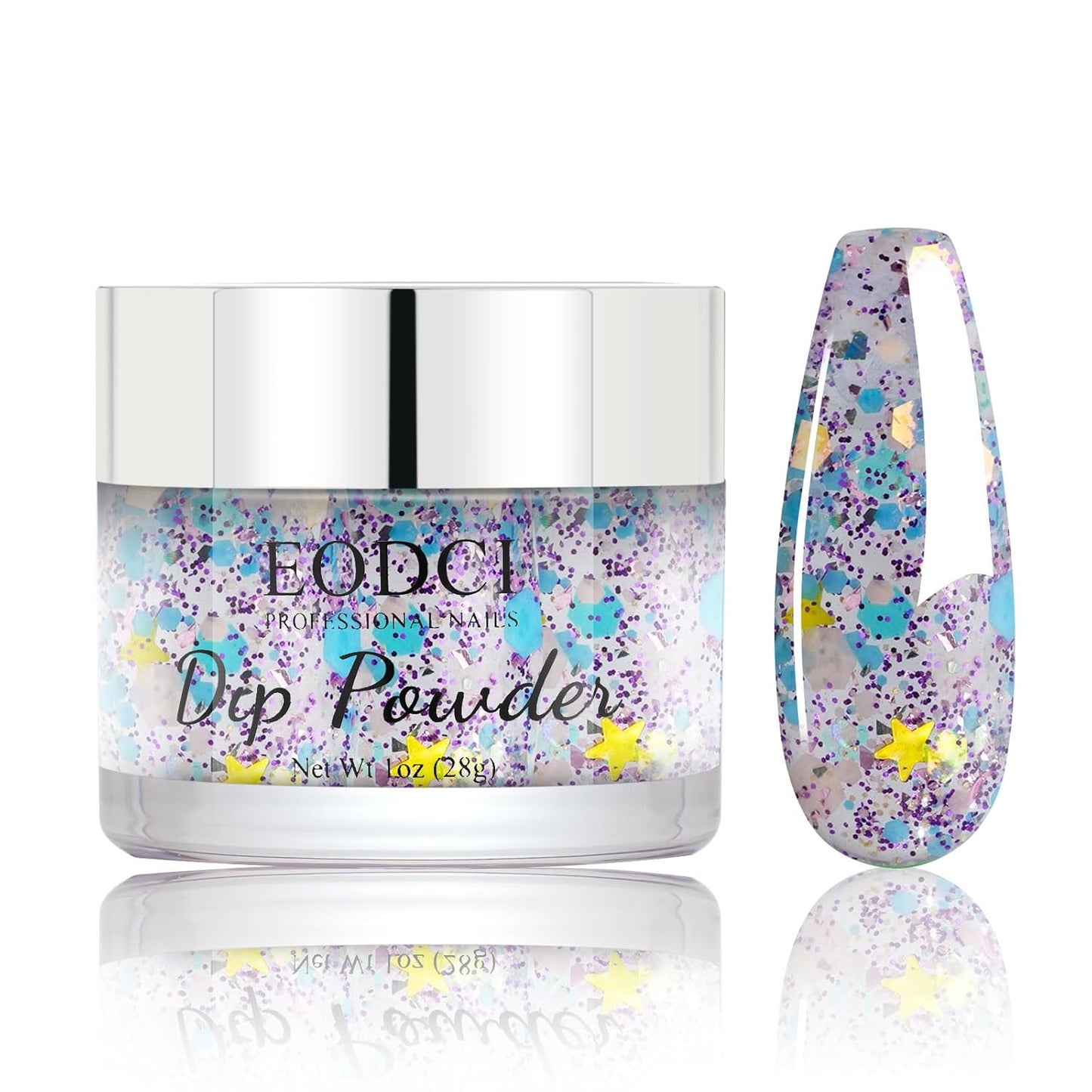 Long Lasting Nail Dip Powder Colors, Lavender Purple Blue Glitter Dipping Powder - No Needed Led Lamp - Art Starter Manicure Beginner DIY Salon Home Gift 1oz