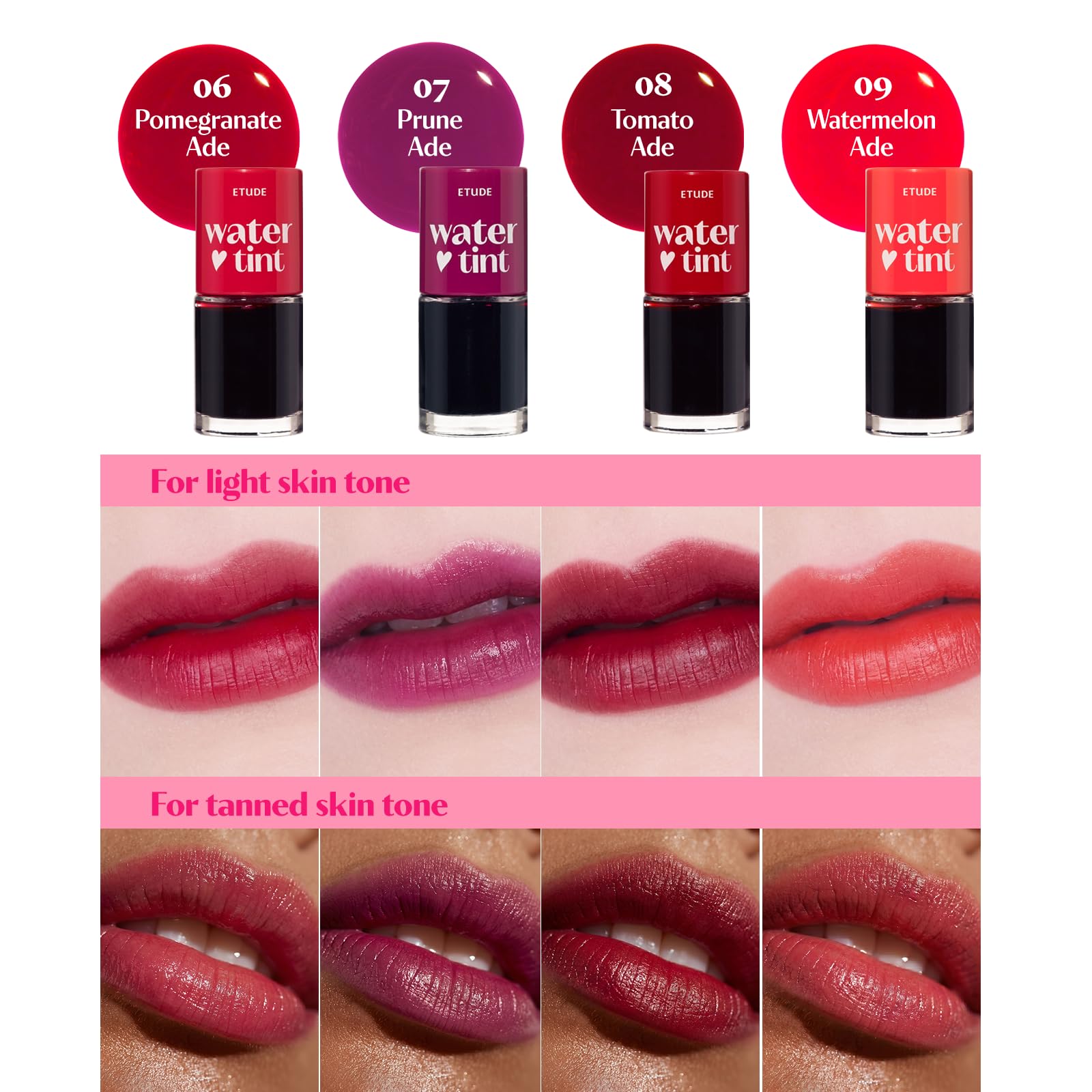 ETUDE Dear Darling Water Tint Lip and Cheek Stain, Tomato Ade, 9g