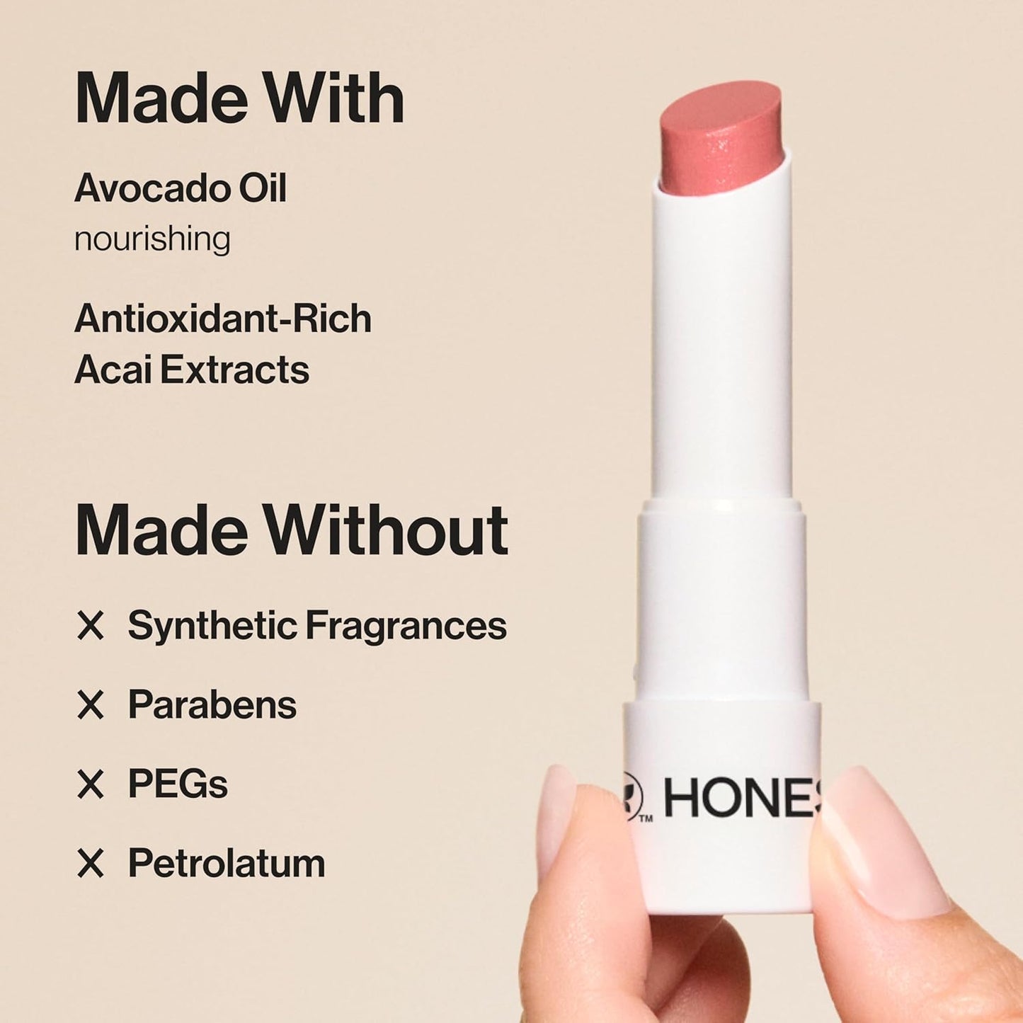 Honest Beauty Moisturizing Vegan Tinted Lip Balm | Antioxidant-rich Acai Extracts + Avocado Oil | Paraben Free + Cruelty Free | Summer Melon