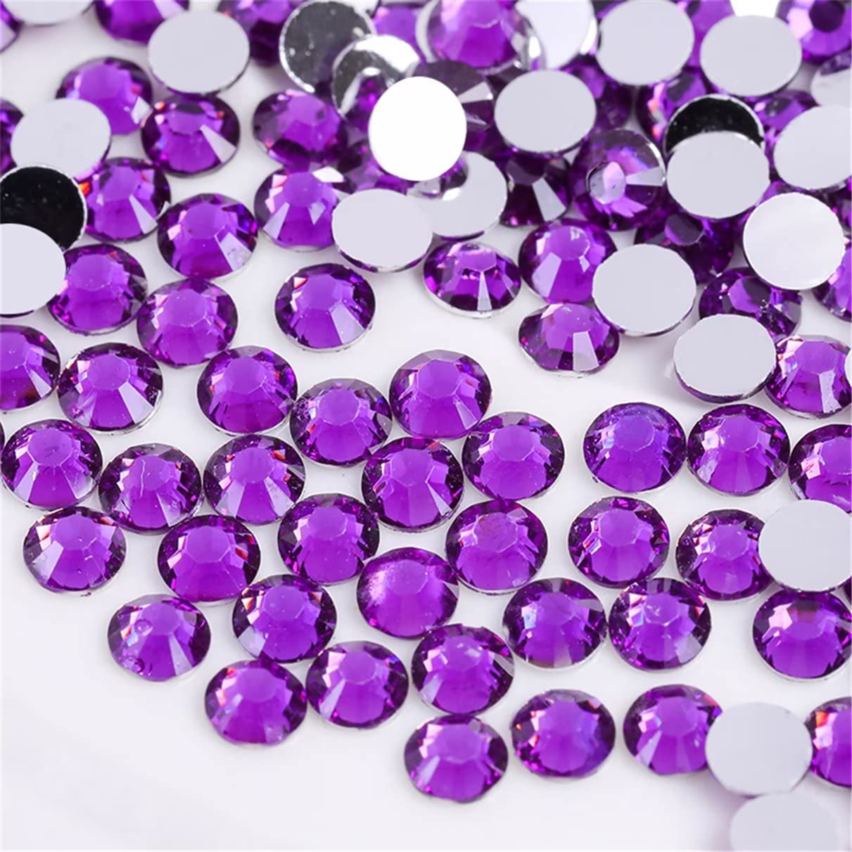 1500 Pieces SS16 4mm Flatback Rhinestones Clear Glass Round Gems Crystals for Nail Art DIY Crafts Clothes Shoes Bags （Purple）
