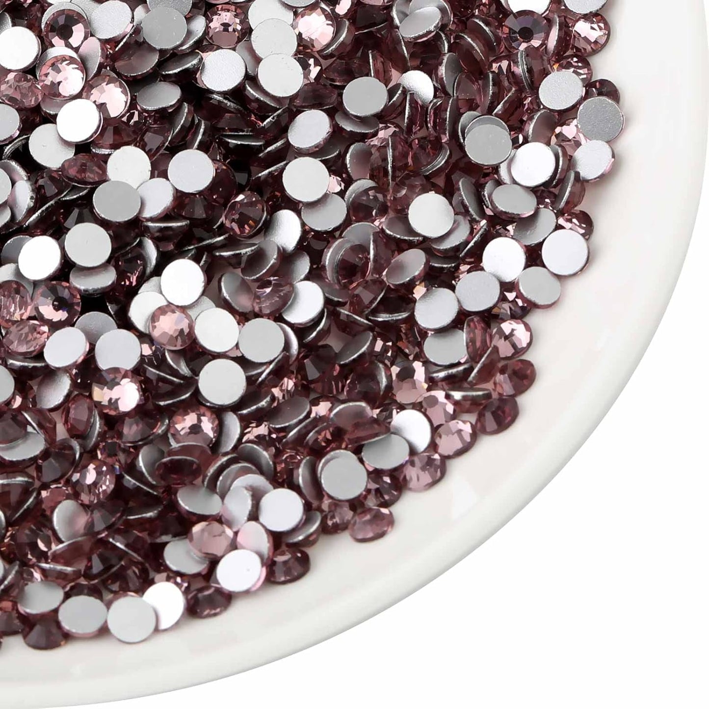 Beadsland 144pcs Flat Back Crystal Rhinestones Round Gems for Nail Art and Craft Glue Fix, Light Purple, SS40, 8.4-8.7mm