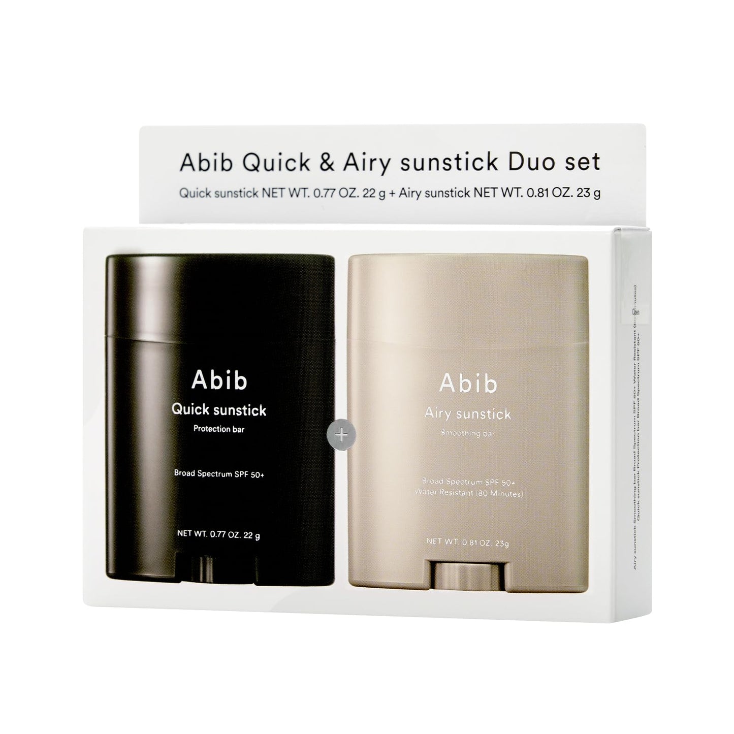 Abib Airy & Quick Sunstick DUO SPF50+ Broad Spectrum Semi-Matte & Quick Glowy Finish, No White