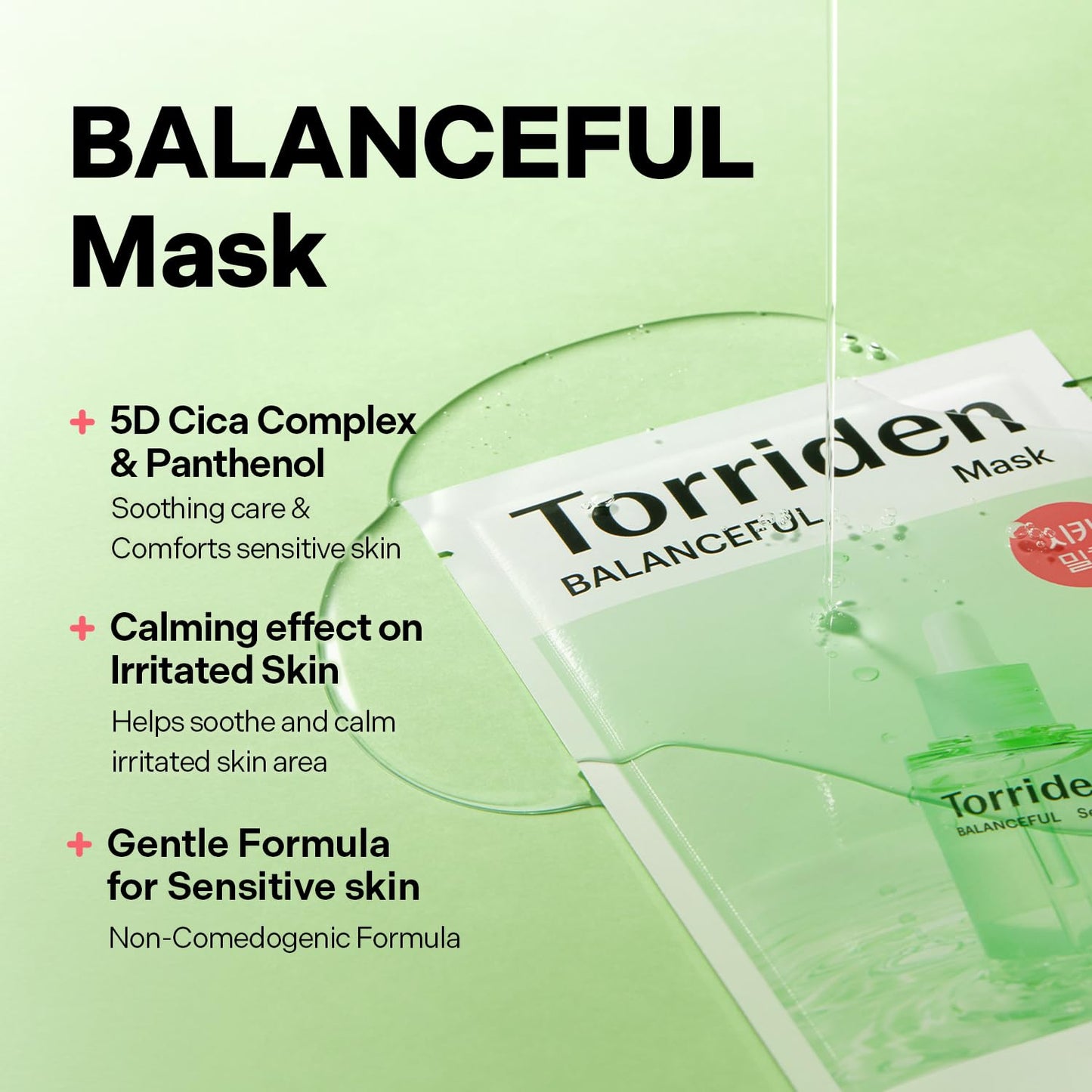 Torriden BALANCEFUL Cica Facial Masks (10 sheets) | Extra Soothing Care | 5D CICA, Hydrolyzed
