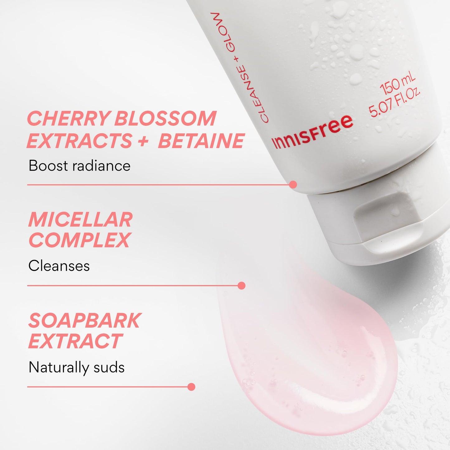 innisfree Cherry Blossom Glow Jam Cleanser | Korean Face Wash for Glowing Glass Skin | Gentle