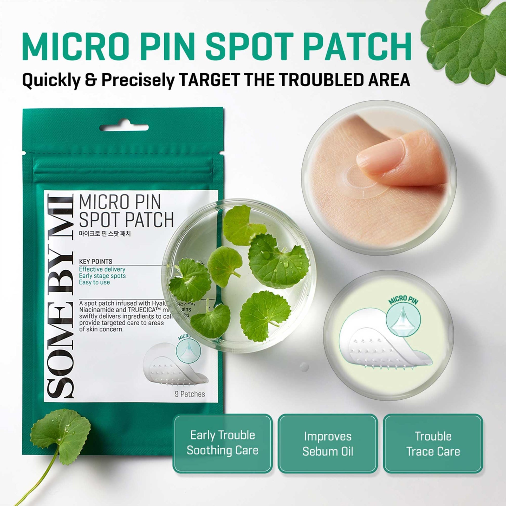 SOME BY MI Micro Pin Spot Patch - Pack of 1, 14mm 9 Counts - Microneedle Hydrocolloid Pimple Patch