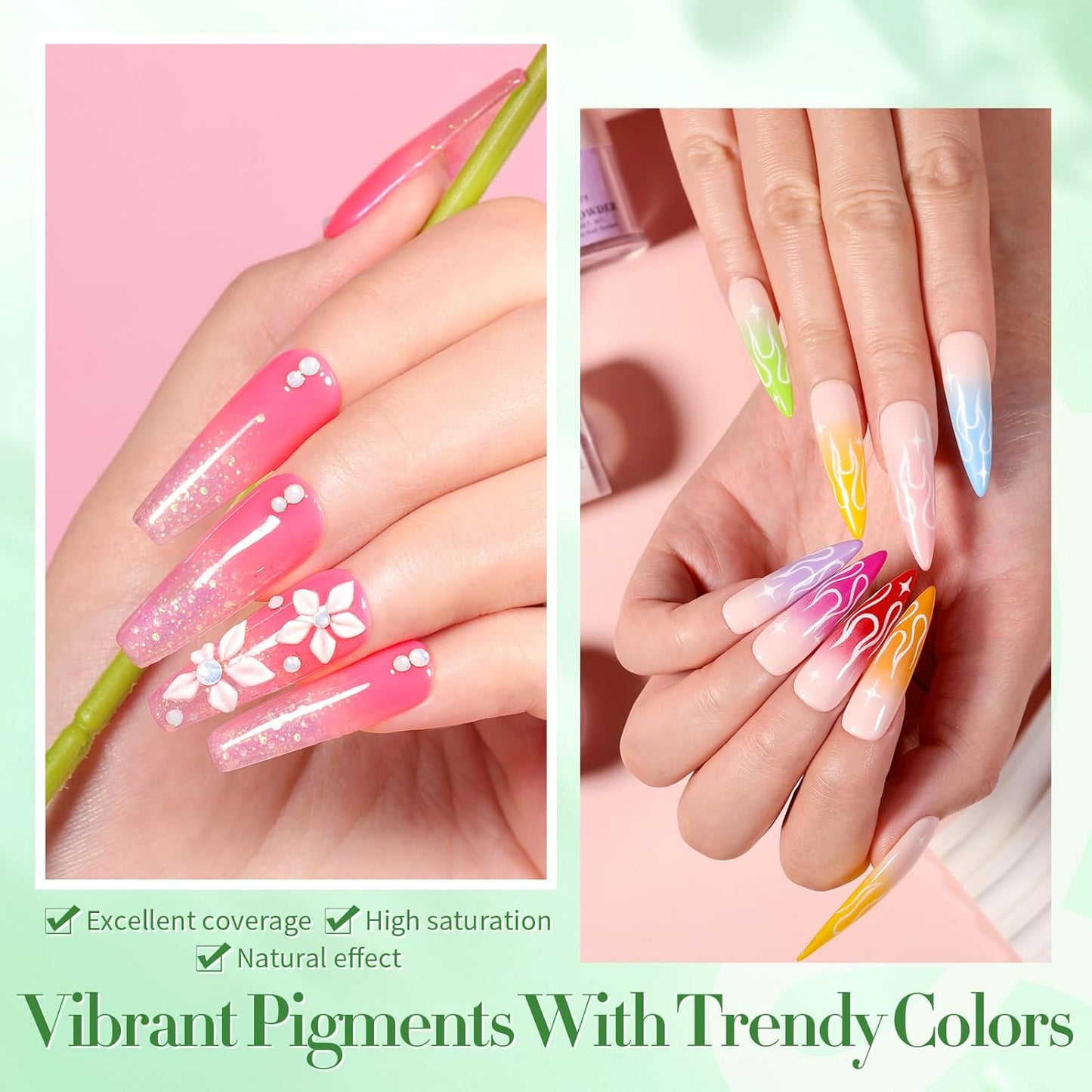 BORN PRETTY Acrylic Powder Set 36 Colors Spring Summer Acrylic Nail Powder Nude Pink Red Green Blue Purple Professional Polymer 3D Acrylic Nail Art Kit for French Nails Extension Nail Carving