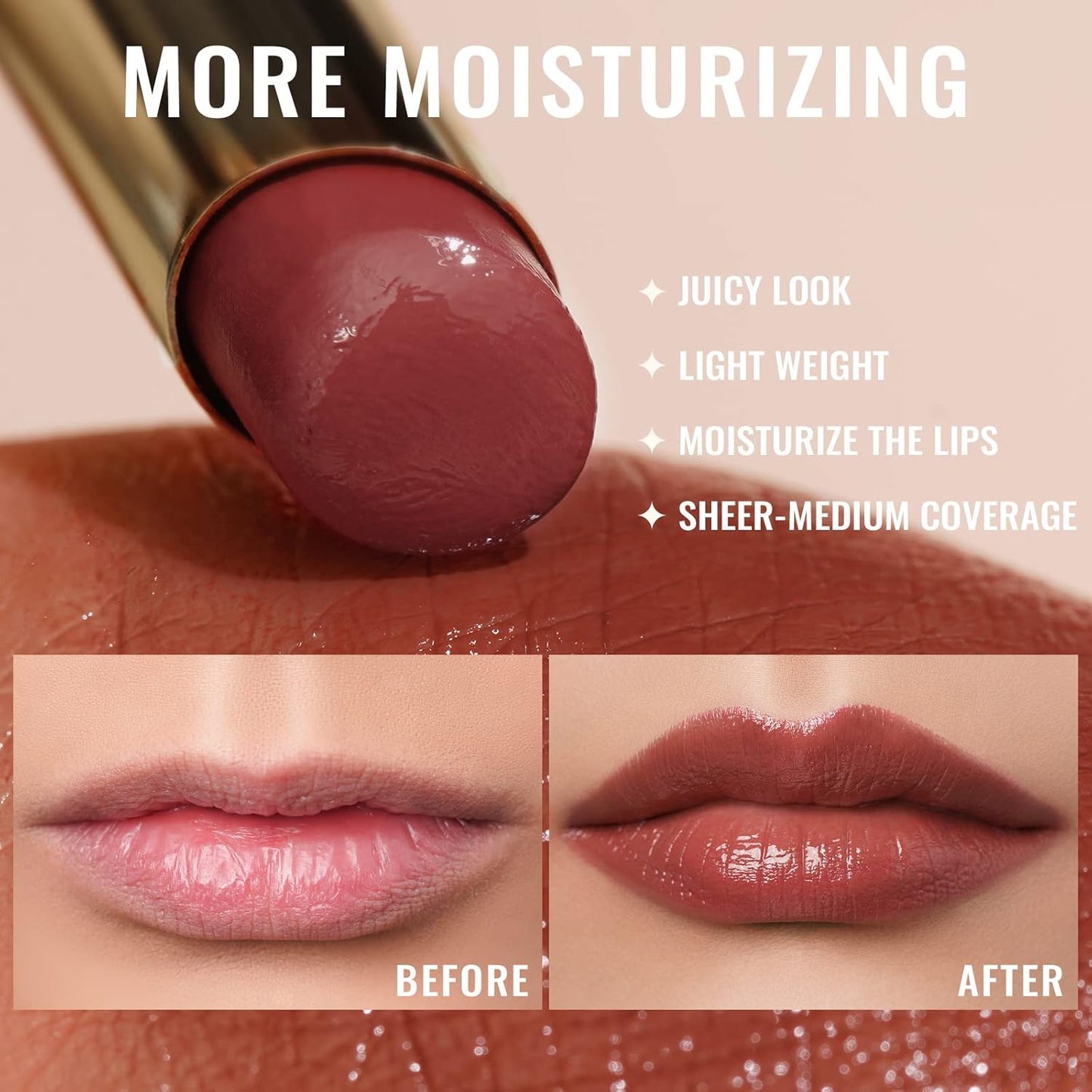 Oulac Moisturizing Shine Red Lipstick for Women, 2 in 1 Tinted Lip Balm for Winter, Hydrated Juicy and Glossy Lip Color for Dry, Cracked and Chapped Lips, Vegan 2.2g/0.07oz (02)