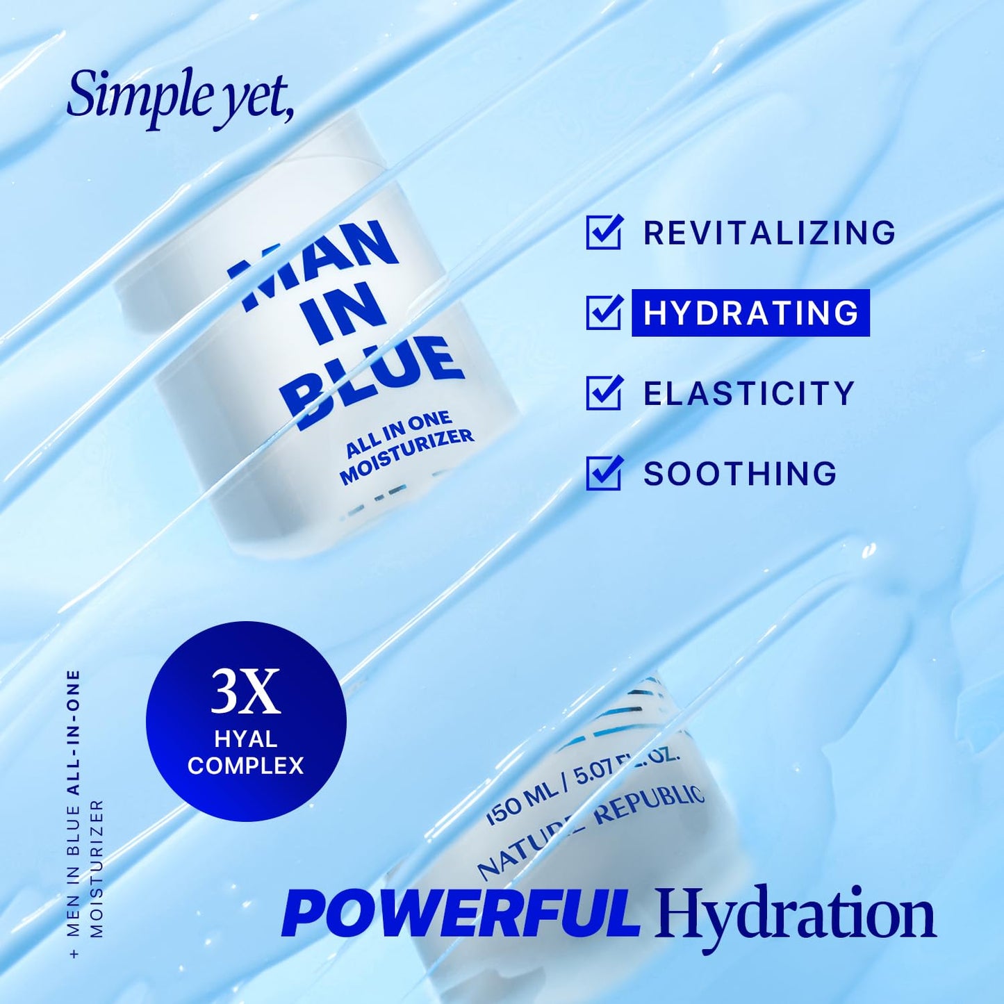 Nature Republic Man In Blue All In One Moisturizer | Daily Fresh Facial Lotion, Korean Natural