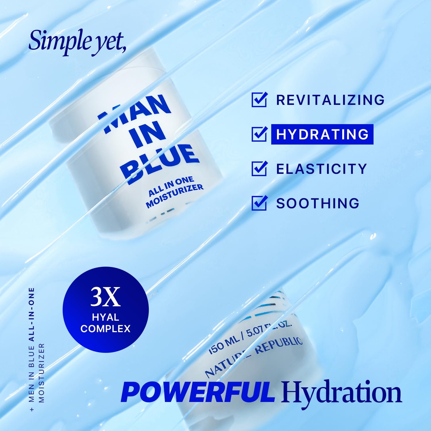 Nature Republic Man In Blue All In One Moisturizer | Daily Fresh Facial Lotion, Korean Natural