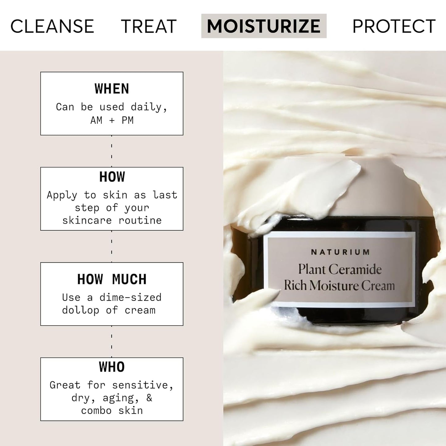 Naturium Plant Ceramide Rich Moisture Cream Jumbo, Hydrating & Anti-Aging Skincare, 3.5 oz