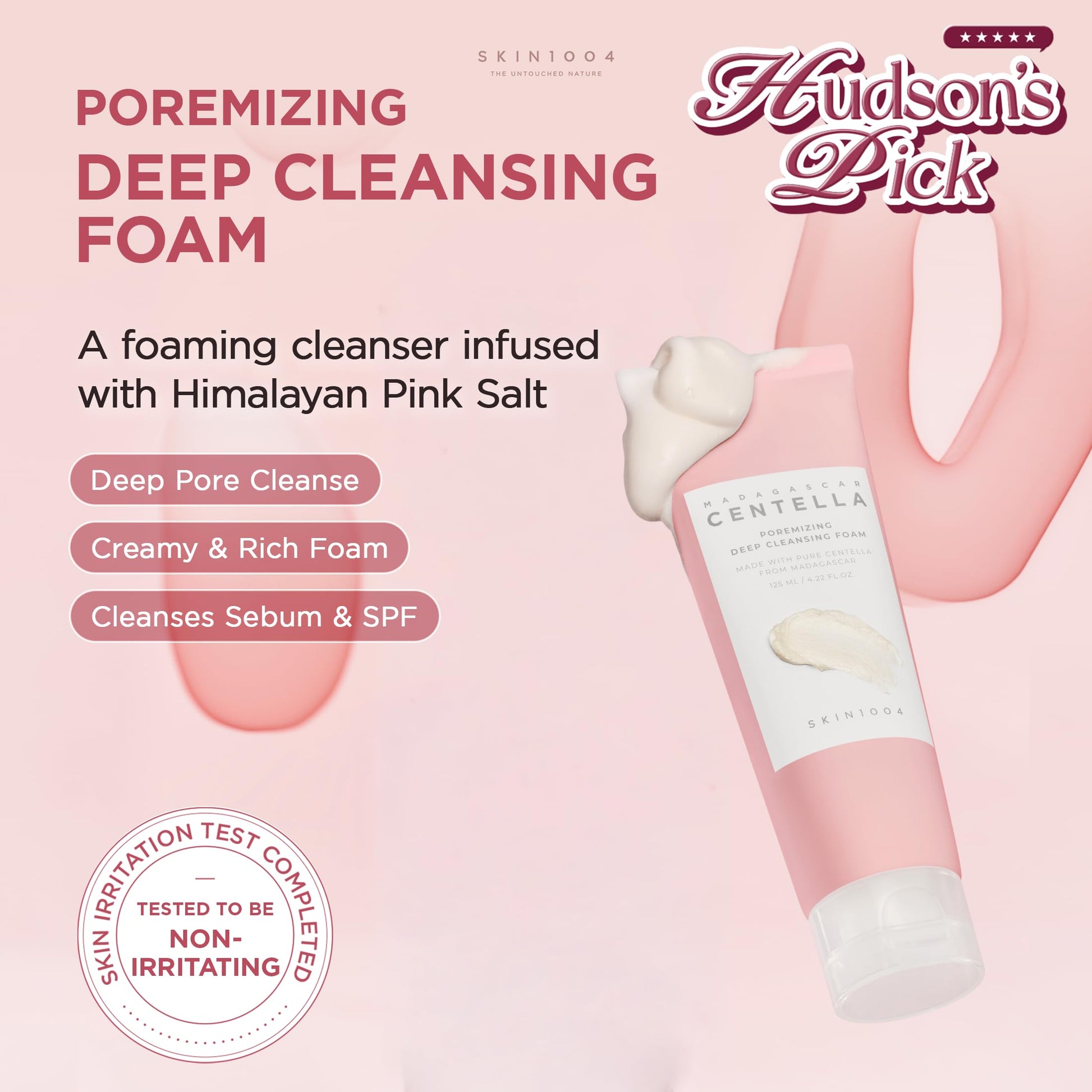 SKIN1004 [Hudson's Pick Poremizing Deep Cleansing Foam, Makeup Remover, Korean Face Cleanser with