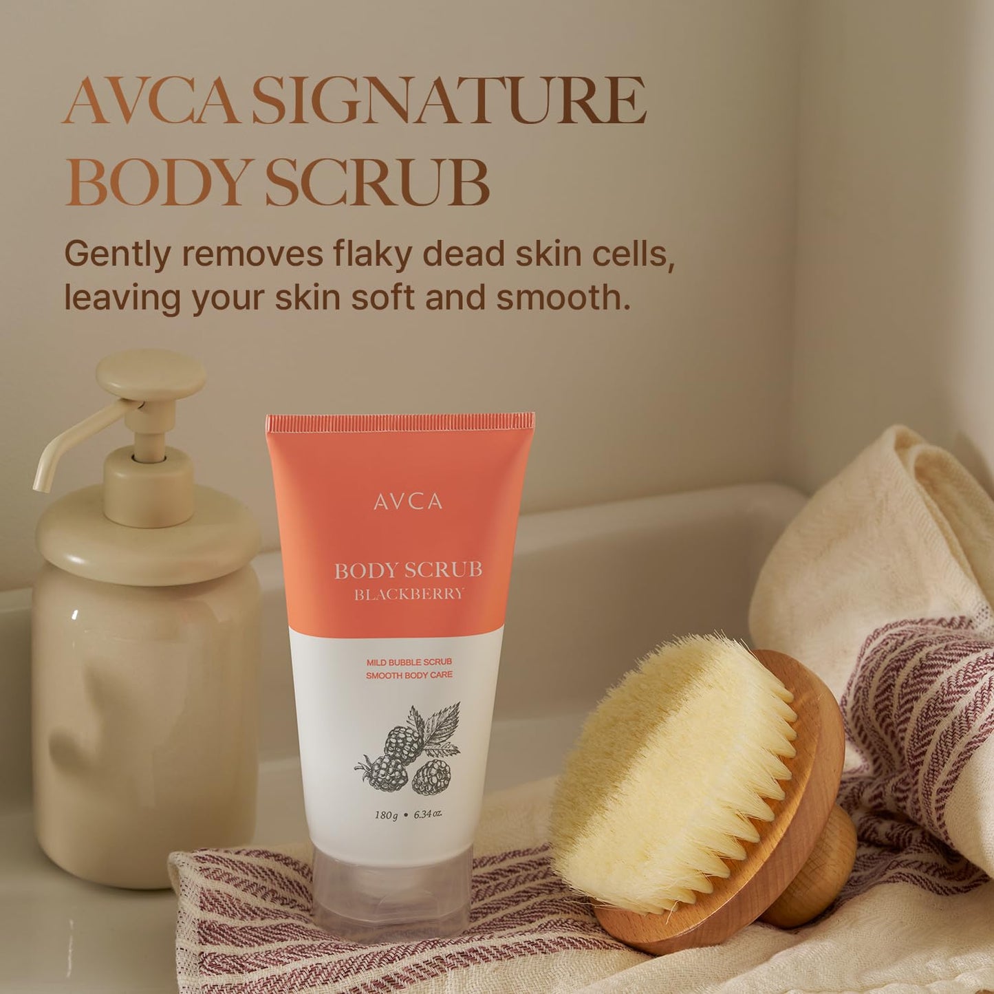 AVCA Signature Body Scrub Blackberry for Smooth, Radiant Skin and Exfoliation 180g, 6.34fl. oz.