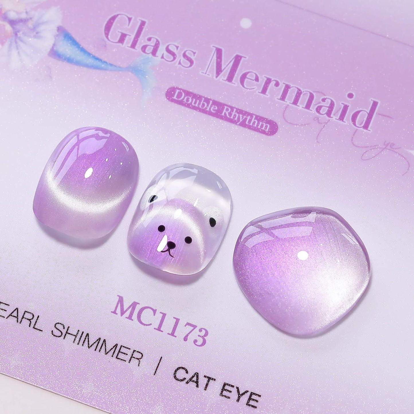 Double Rhythm 0.5 Oz Cat Eye Gel Polish with Magnet Same Color Same Bottle Holographic Glitter Shimmer Translucent Color Salon 15 ML Magnetic Nail Art (Mermaid Purple-MC1173)