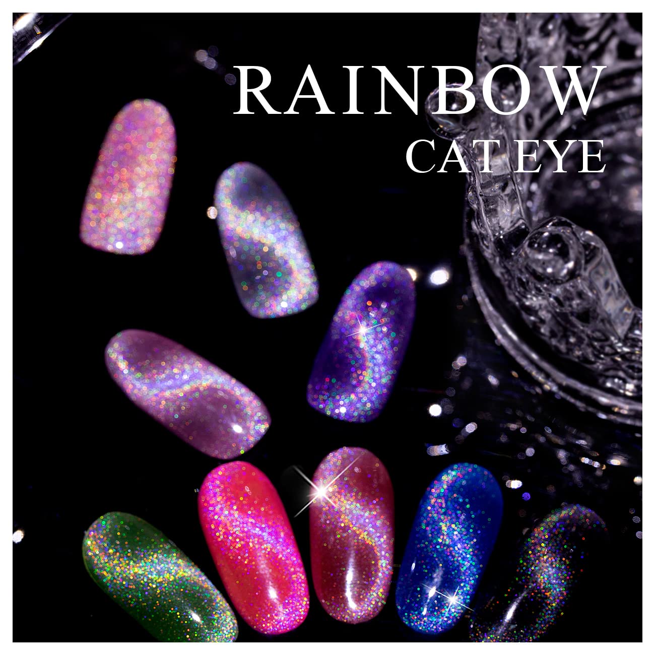 RARJSM Cat Eye Gel Nail Polish, Galaxy Chameleon Magnetic Gel Pink Holographic Glitter Soak Off U V L E D DIY Manicure Art for Salon Designs and Home DIY 7.5ML/0.26fl oz