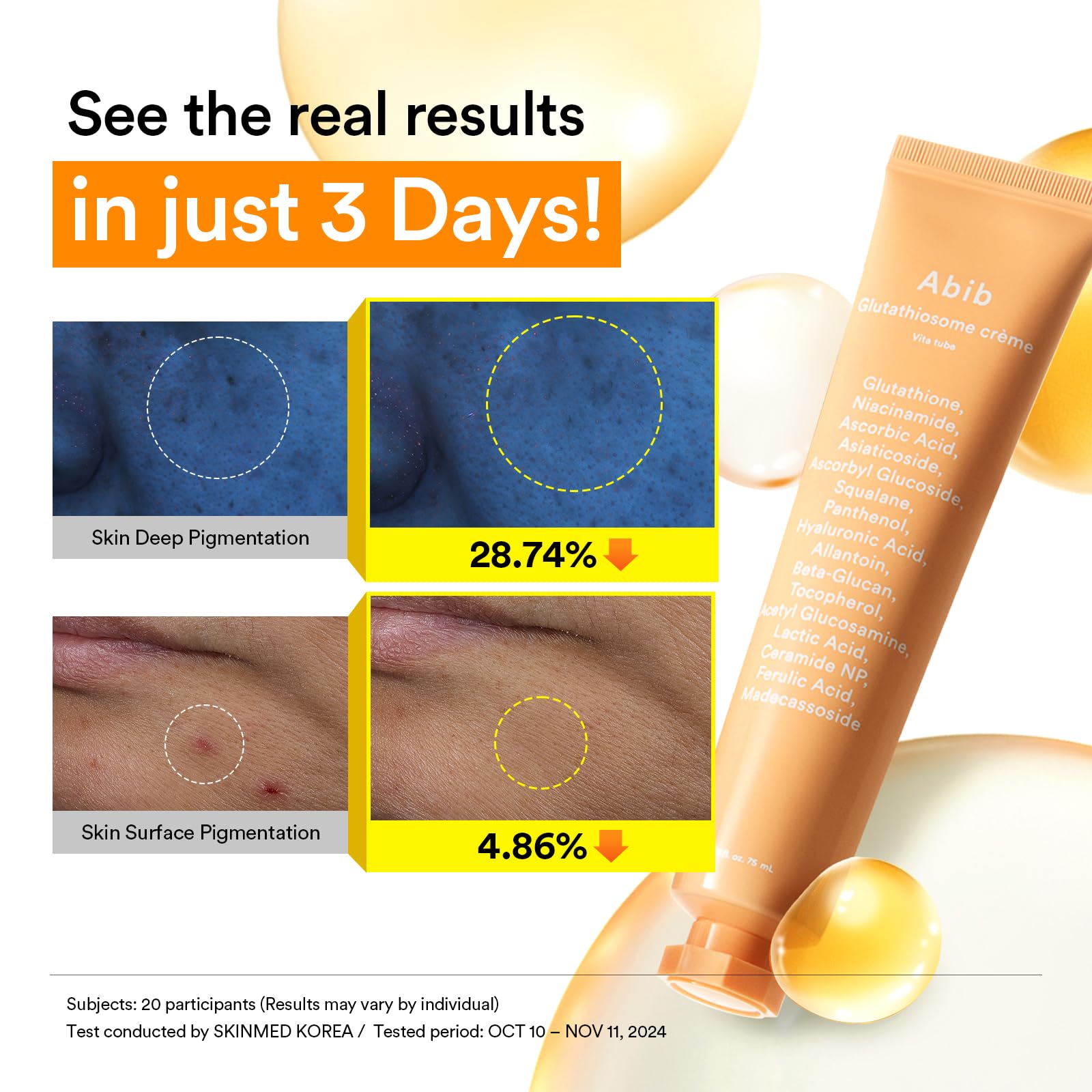 Abib Glutathiosome Cream Vita Tube, Moisturizer for Dull, Uneven Skin 2.53 fl oz