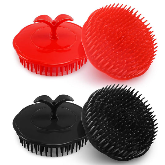 NICEMOVIC Scalp Scrubber Shampoo Brush 4 Pack, Scalp Massager for Hair Growth & Dandruff, Head Hair Scrubber for Shower & Dry Use, Massage Tool for Men Women Kids (2 Black + 2 Red)