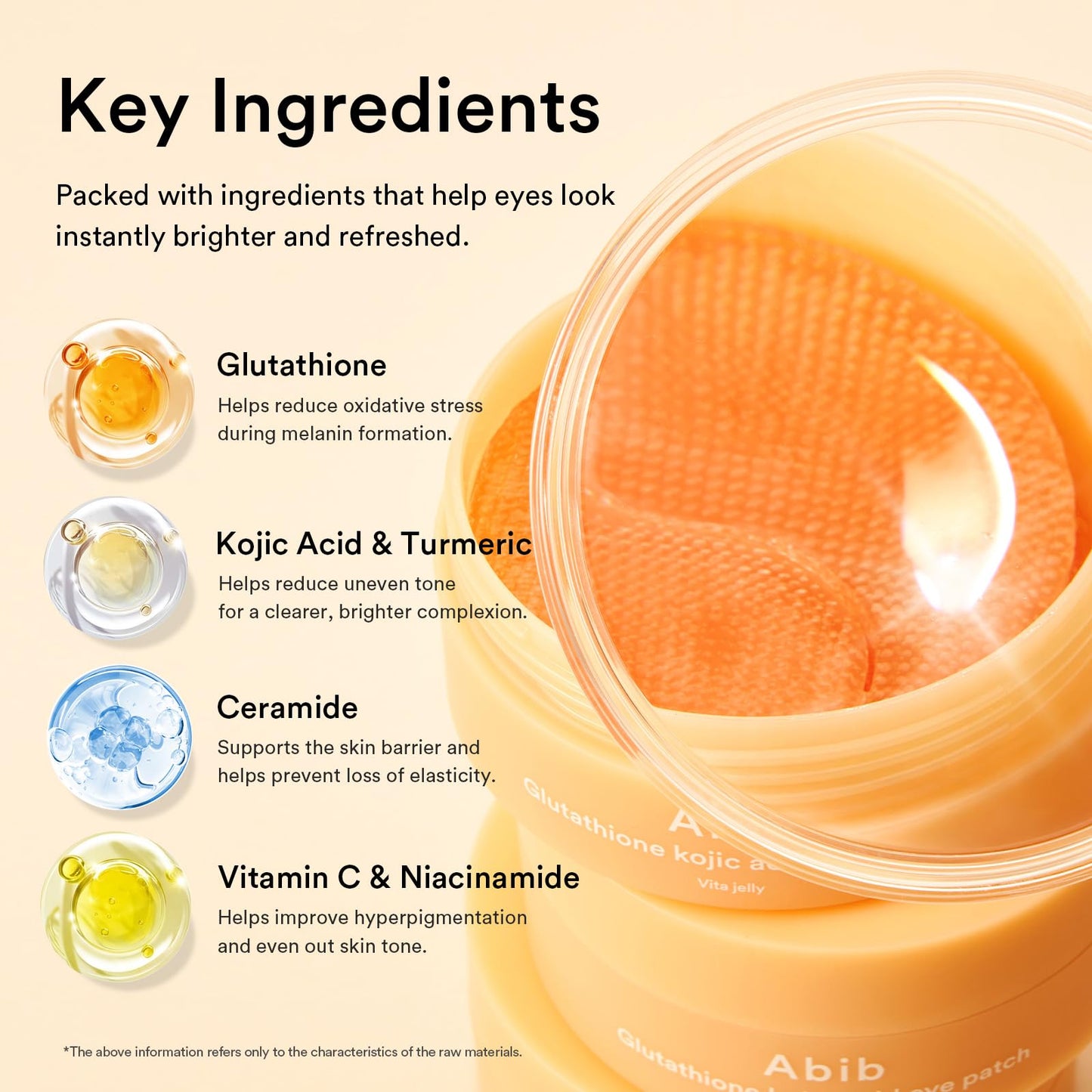 Abib Glutathione Kojic Acid Eye Patches for Radiance Dark Circles & Dark Spots, with Tone-up Jelly