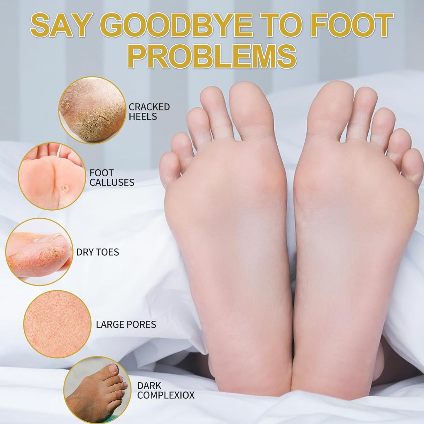 Pedicure Kit Foot Soak Set: Bubble Salt, Sugar Scrub, Massage Mask, Massage Lotion in a Box, 4 Step Foot Spa Kit for Dry Feet, Tired Feet（3 Set Honey flower)