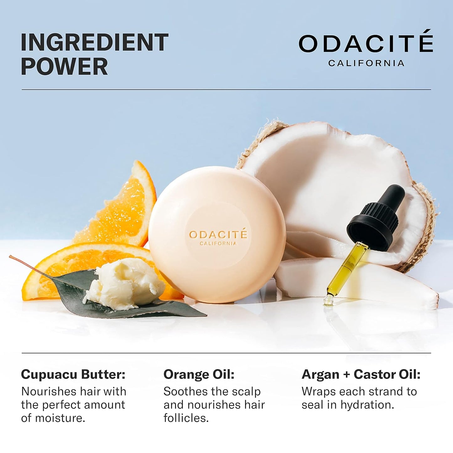 ODACITE Odacité Shampoo Bar for Hair Care - Argan & Coconut 552M Natural Soap Bar - Cleansing Shampoo to Hydrate & Moisturize Skin 3.7Oz