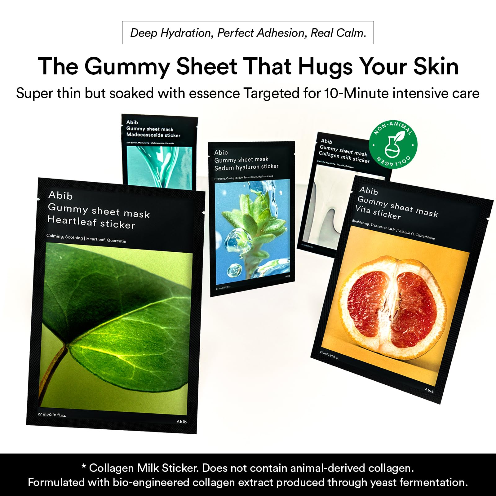Abib Gummy Sheet Mask Heartleaf Sticker 10 Sheets (Soothing) I Korean Face Mask for Sensitive Skin