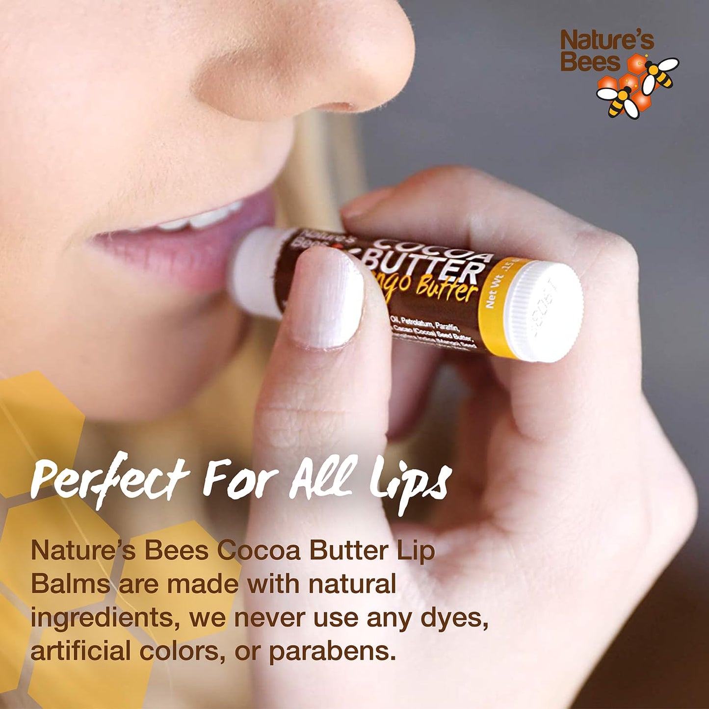 Nature's Bees, Cocoa Butter Lip Balms, Lip Moisturizer Treatment - Pack of 72, (Original Variety Assortments - Original, Olive Oil, Mango Butter, Shea Butter)