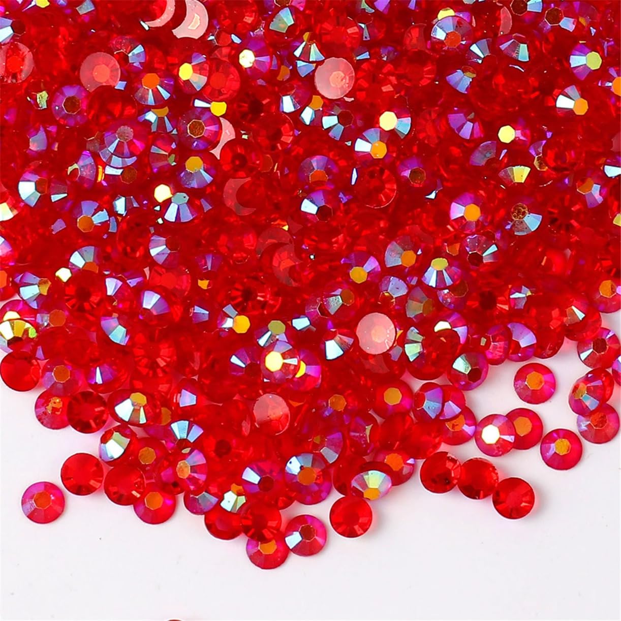 1000 Pieces SS20 5mm Flatback Rhinestones AB Clear Round Gems Crystals for Nail Art DIY Crafts Clothes Shoes Bags （Transparent Red AB）