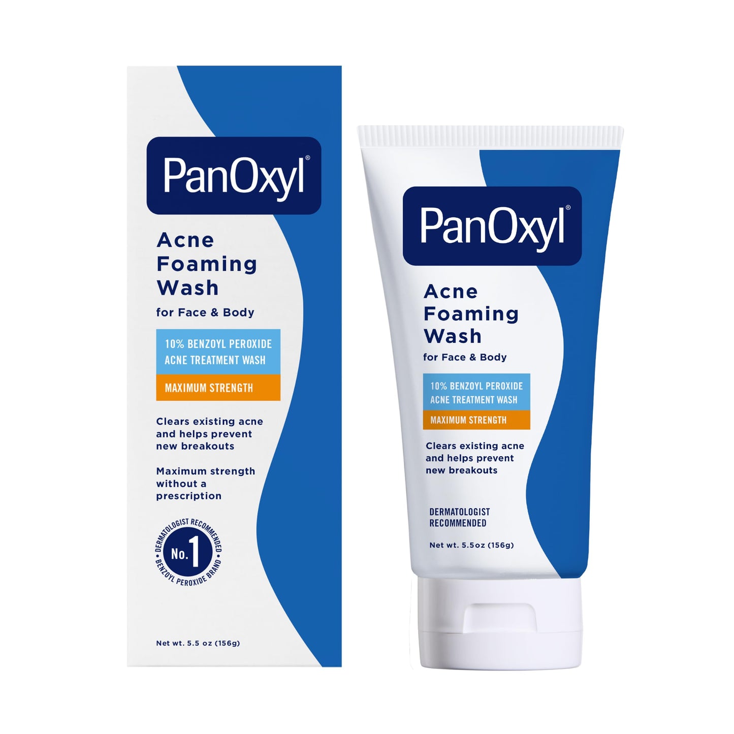 PanOxyl 10% Benzoyl Peroxide Acne Foaming Wash, Maximum Strength, Daily Acne-Fighting Face and Body