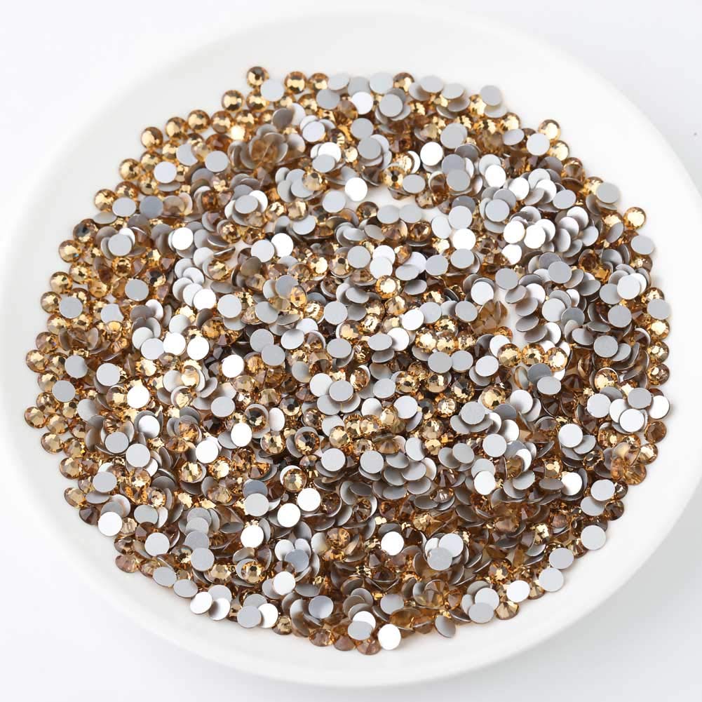 beadsland Flat Back Crystal Rhinestones Round Gems, Lt Colorado Topaz (1.3-1.4mm) SS3/1440pcs