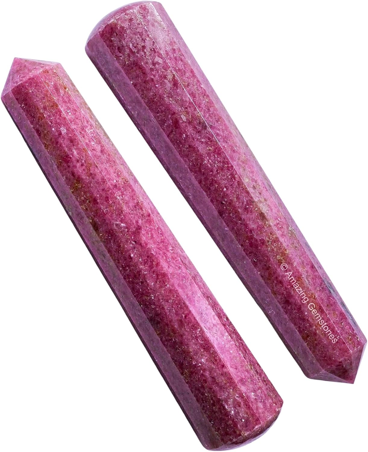 Amazing Gemstone Rhodonite Crystal Wand Massage Stick - Pelvic Wand Gua Sha for Adults - Crystals and Healing Stones Massage Wands for Adults Gifts (Pointed)