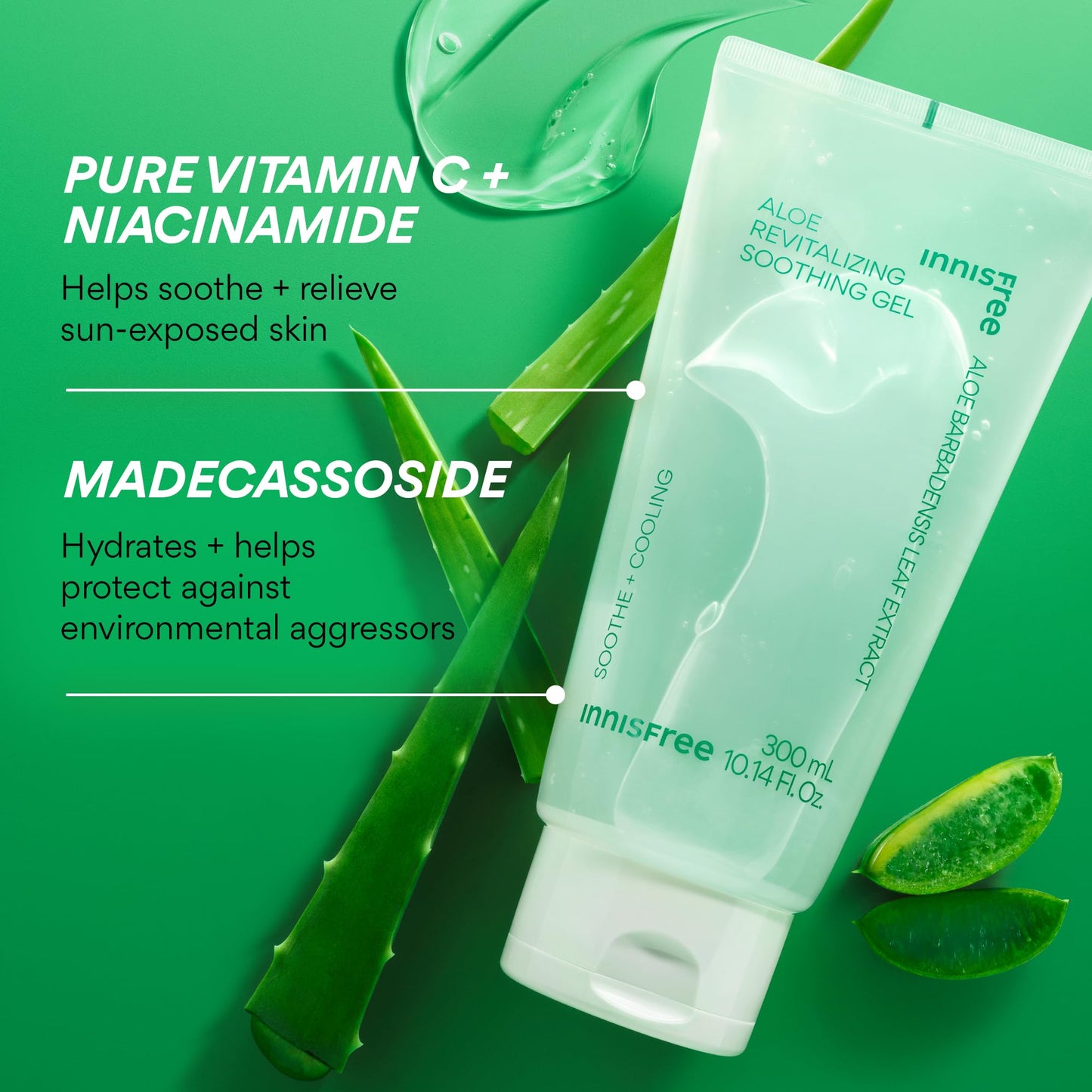 innisfree Aloe Vitalizing Soothing Gel | Hydrating Korean Face and Body Moisturizer | Soothe