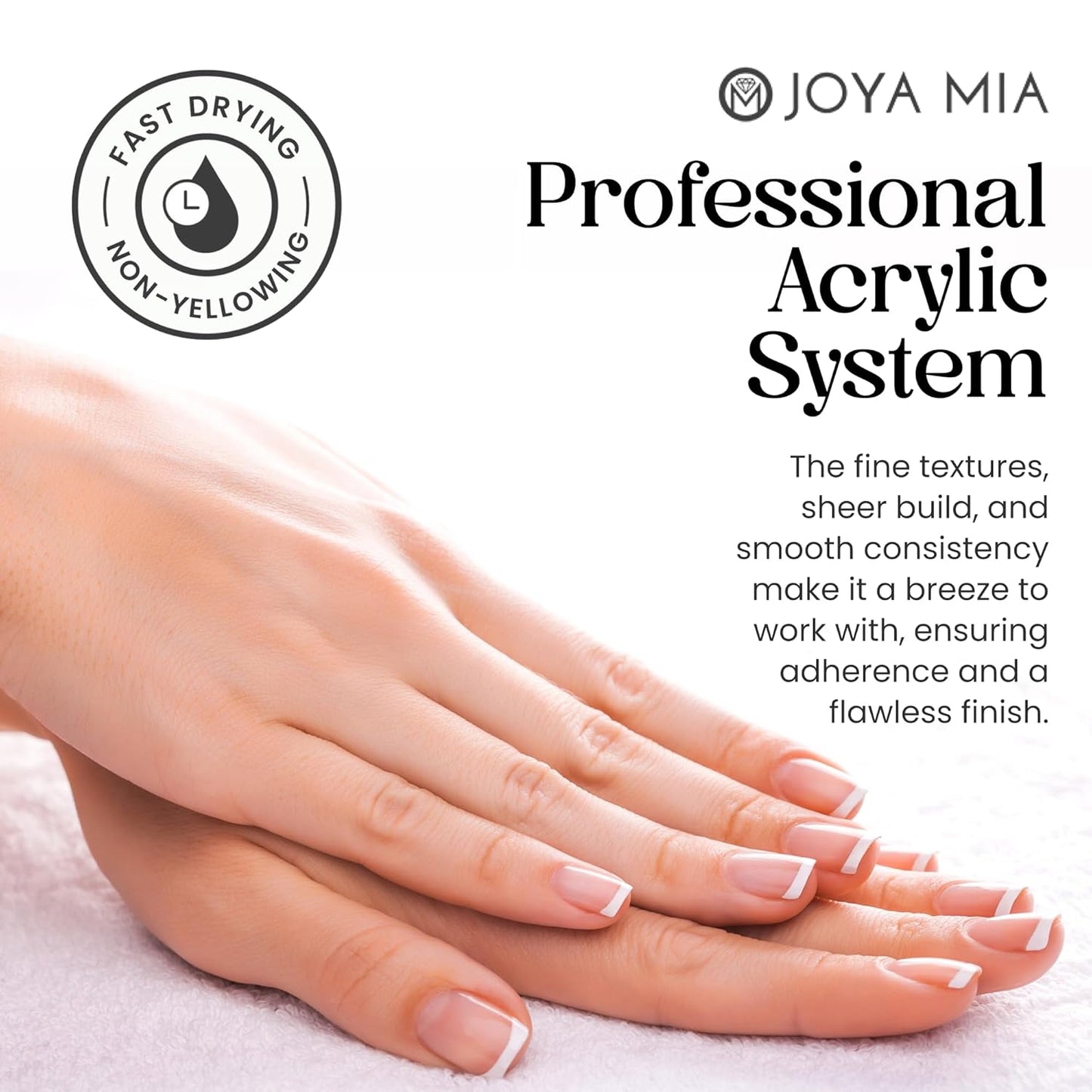 Joya Mia Acrylic Powder for Nails, MMA-Free, Super Adhesion Professional Powder for Flawless & Long-Lasting Nail Enhancements, Easy Application, Vibrant & Stunning Colors - Topaz Pink, 16 oz