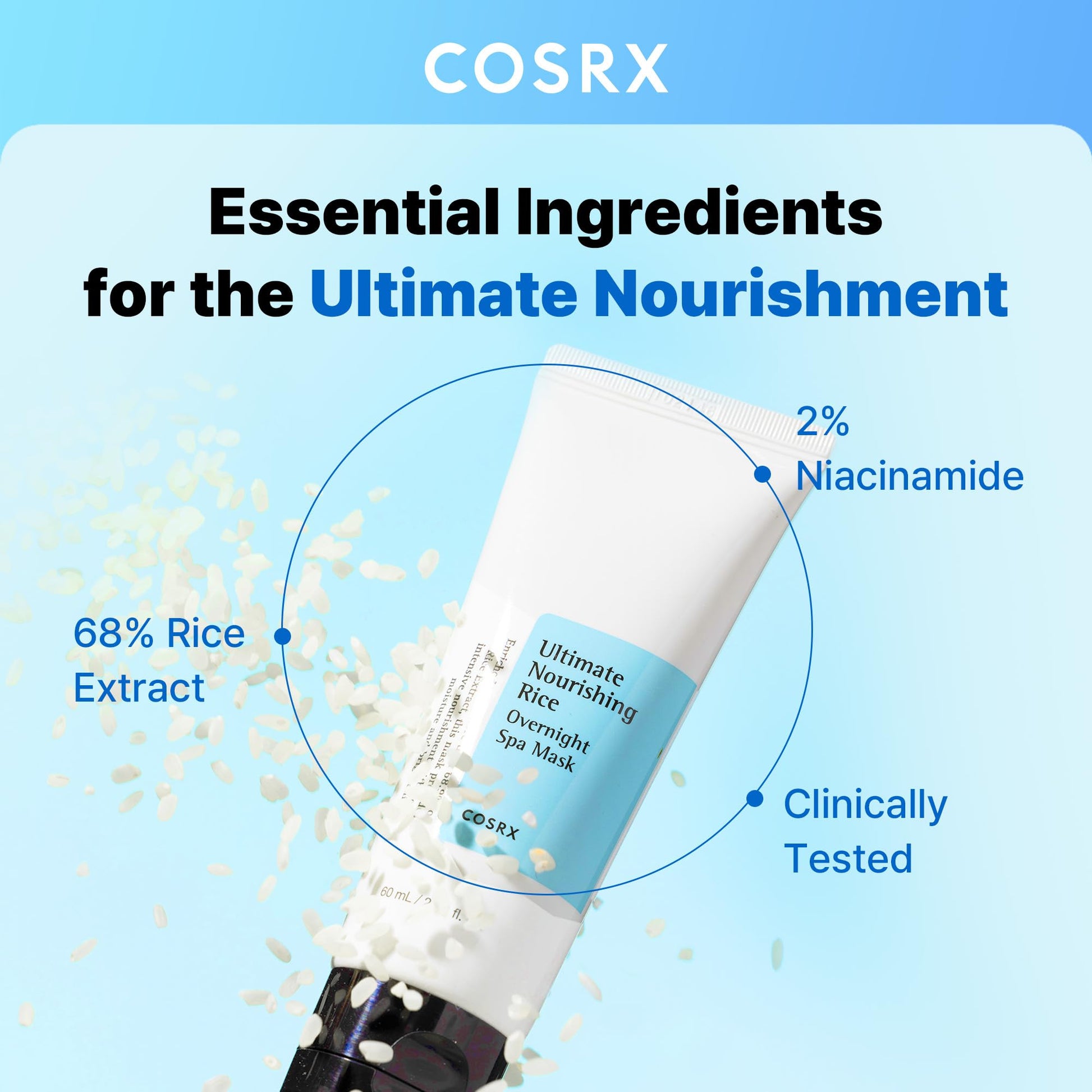 COSRX Ultimate Nourishing Rice Overnight Spa Mask, Niacinamide, 2.02fl.oz