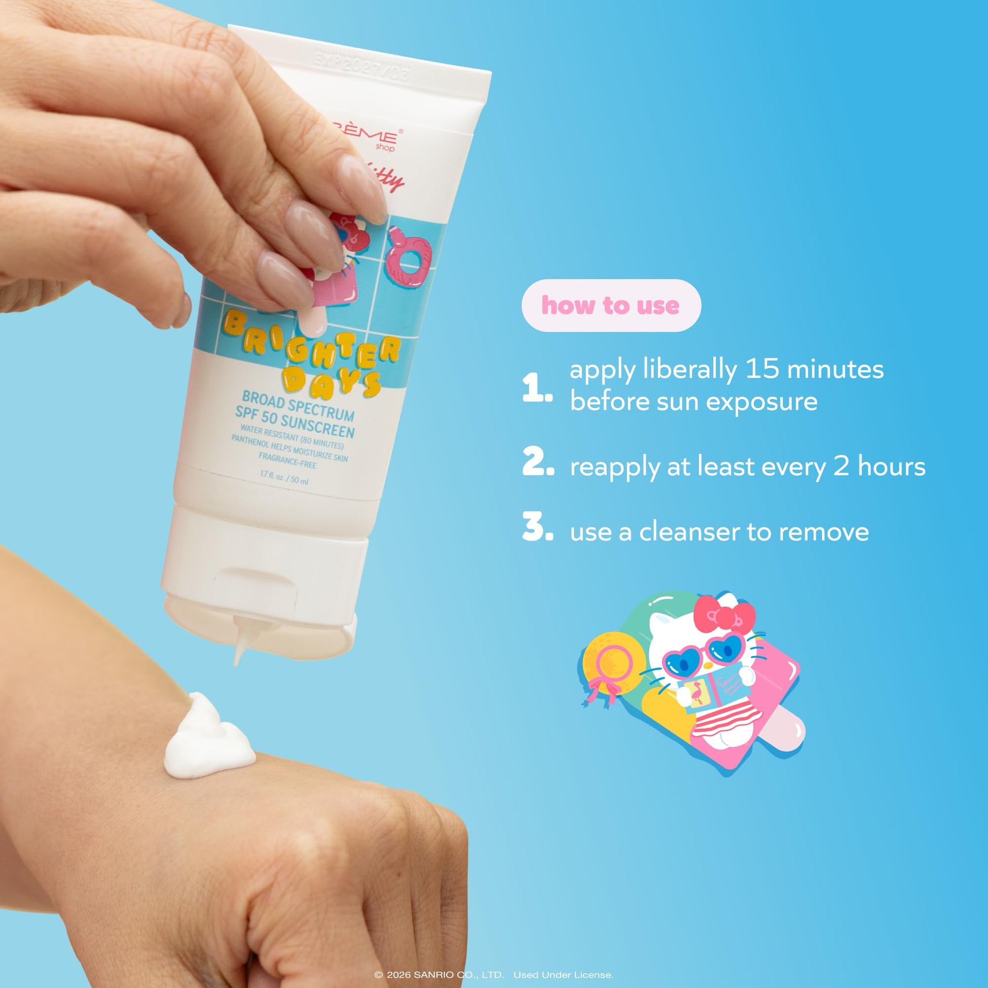 The Crème Shop Hello Kitty SPF50 Sunscreen for Face & Body, Water Resistant