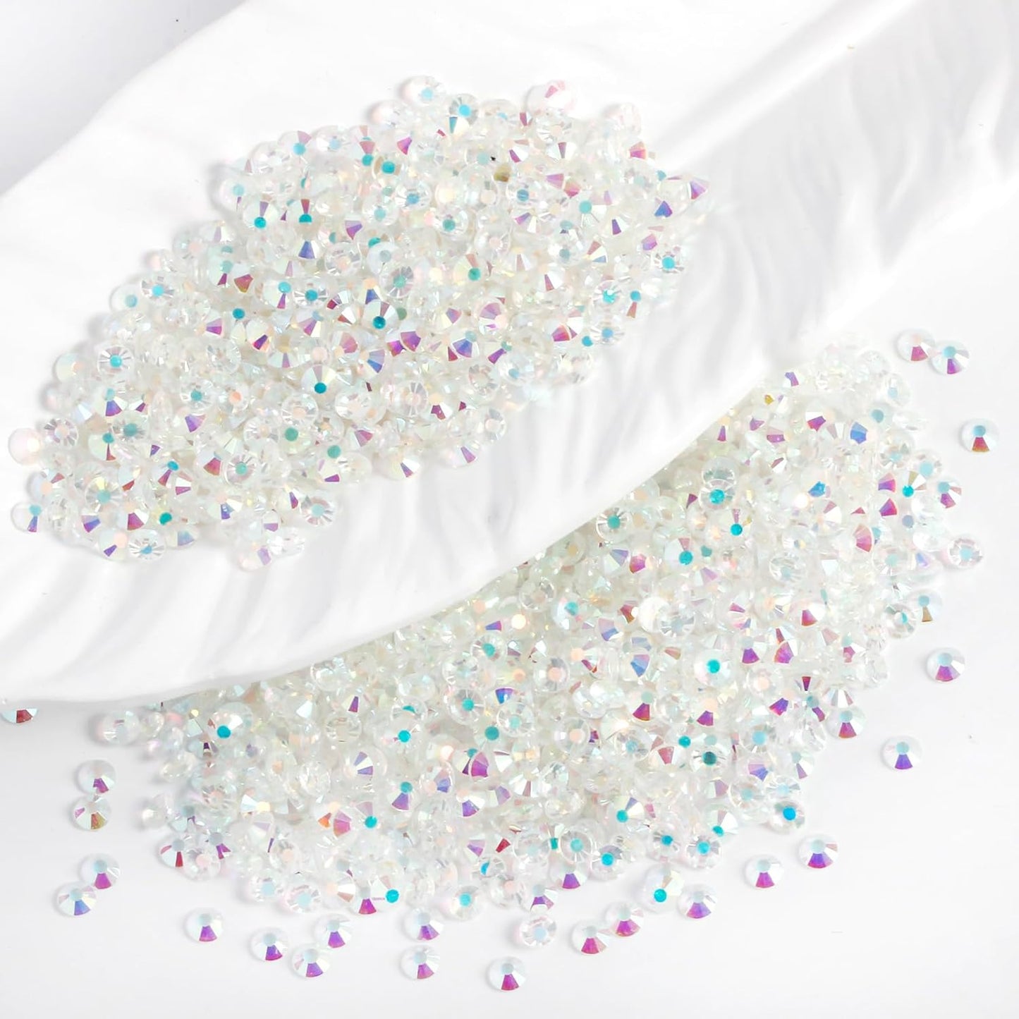 400PCS SS30 Flatback Rhinestones | 12-Facet Diamond-Cut Glass Gems for Nail Art, Clothing, DIY Crafts |Glue-On Decoration Stones with Silver Backing(Transparent AB)