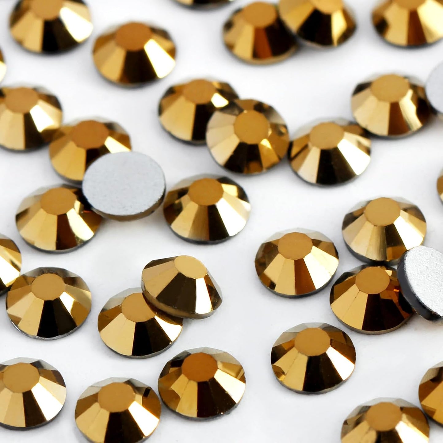 3000 PCS SS10 Flatback Rhinestones,12-Facet Diamond-Cut Glass Gems for Nail Art,Clothing,DIY Crafts,Glue-On Decoration Stones with Silver Backing,Aurum
