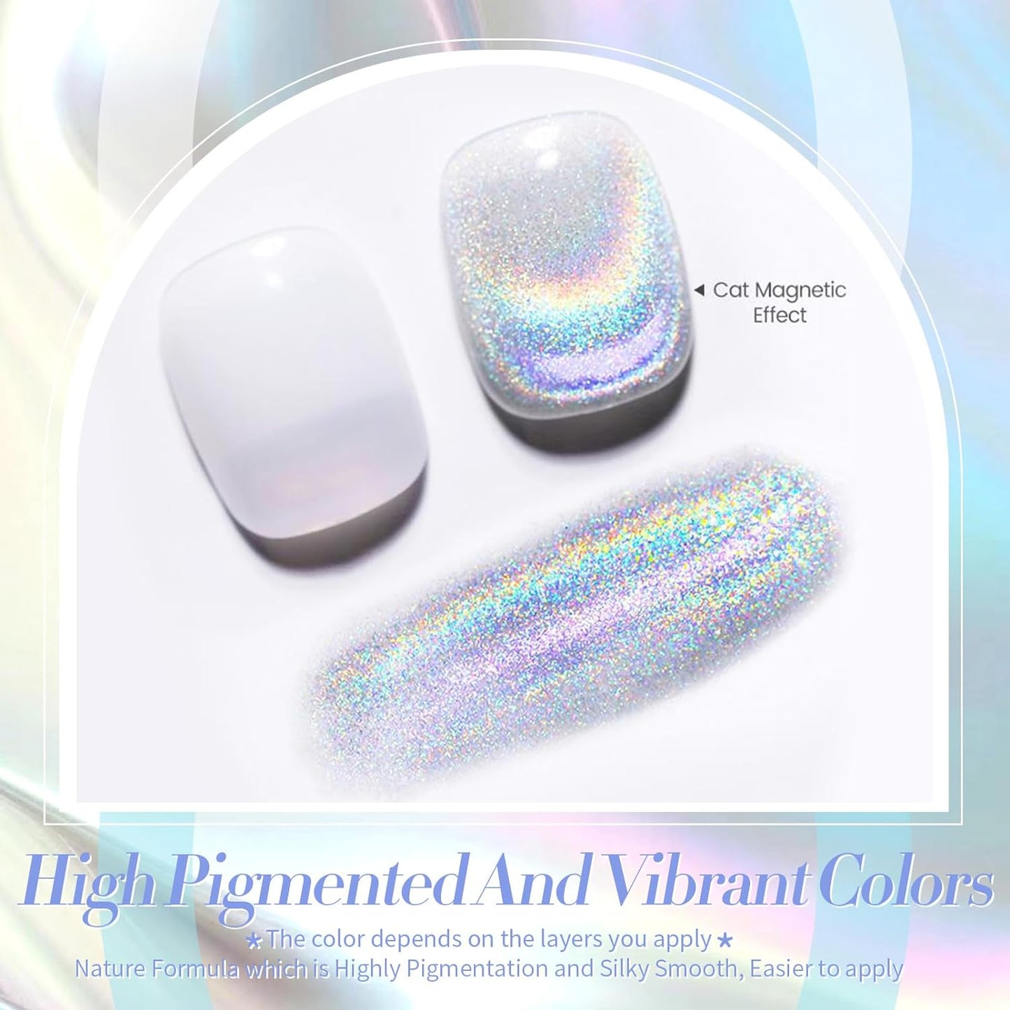 Born Pretty Magnetic Gel Nail Polish Silver Holographic Cat Magnetic Eye Gel Polish Nail Gel Soak Off Nail Art Salon Manicure Collection Gift